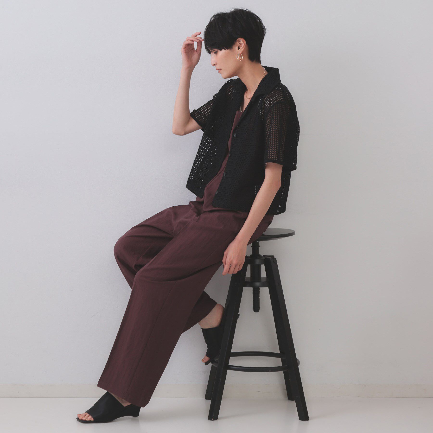 OPAQUE.CLIP「メッシュ開襟シャツ【洗濯機洗い可】」|シャツ・ブラウス|