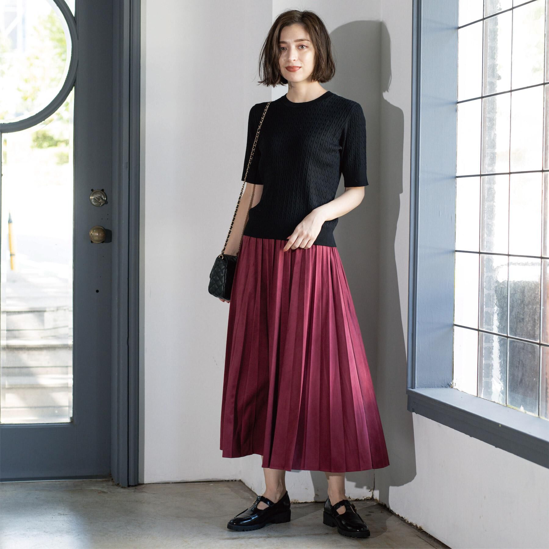 OPAQUE.CLIP「フェイクスウェードプリーツスカート【静電気防止加工/洗濯機OK】」|スカート|