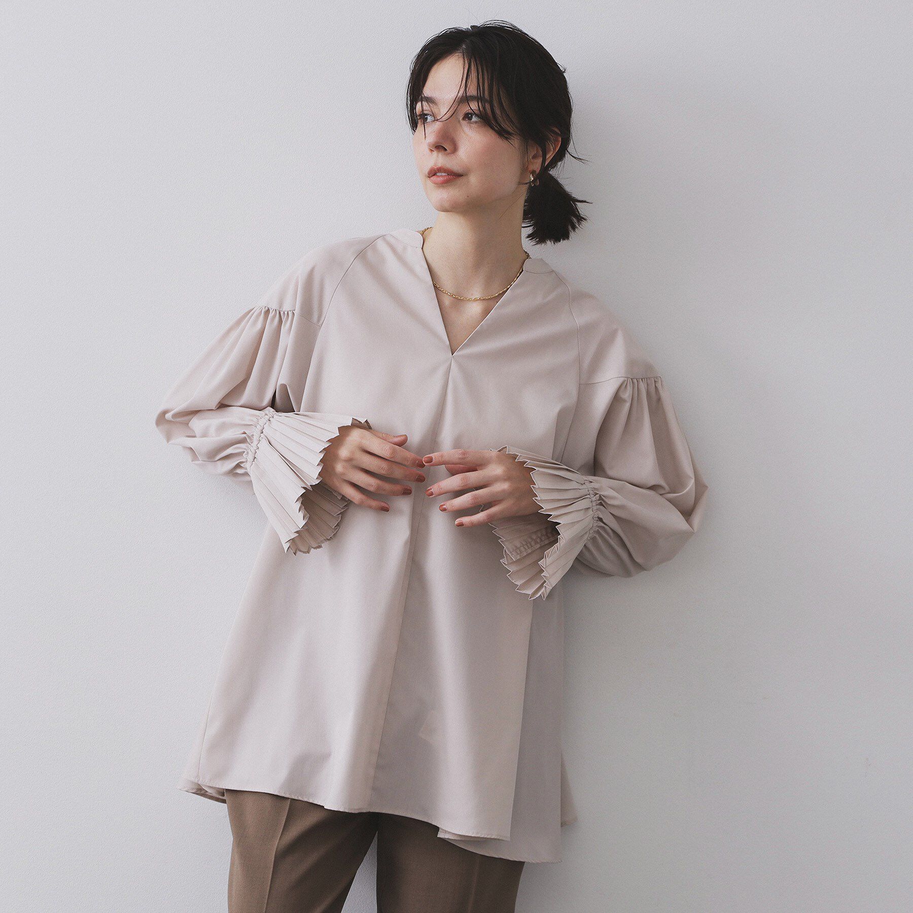 OPAQUE.CLIP「プリーツキャンディスリーブブラウス【洗濯機洗い可】」|シャツ・ブラウス|