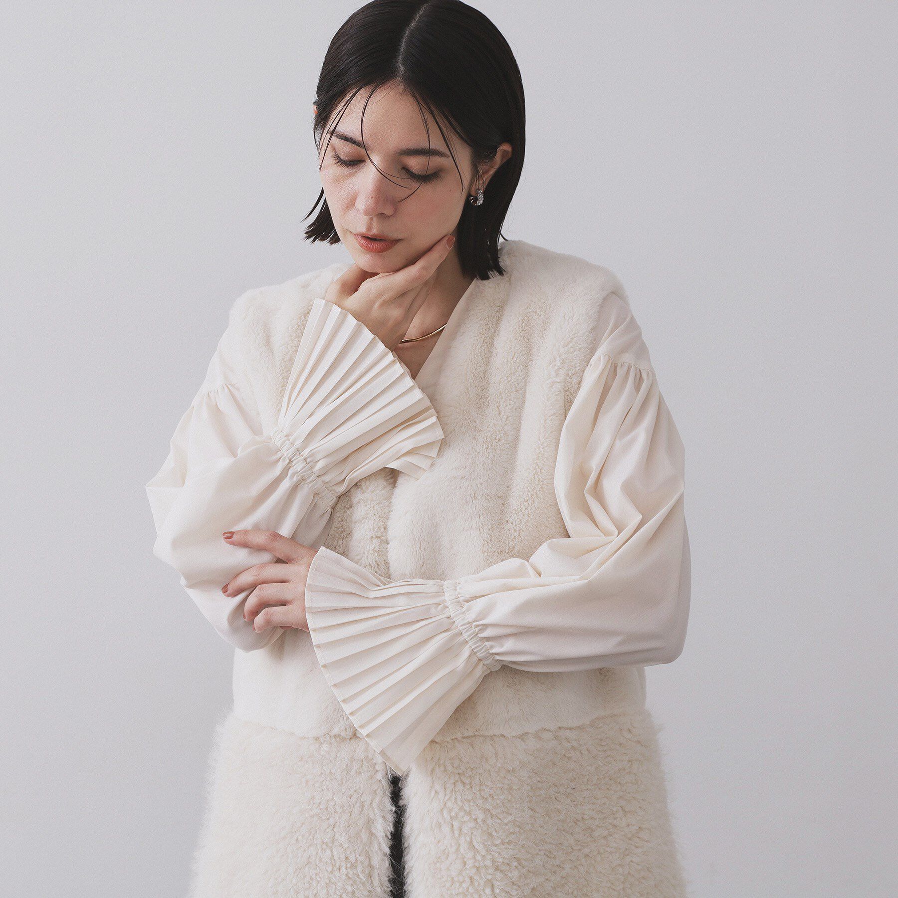 OPAQUE.CLIP「プリーツキャンディスリーブブラウス【洗濯機洗い可】」|シャツ・ブラウス|