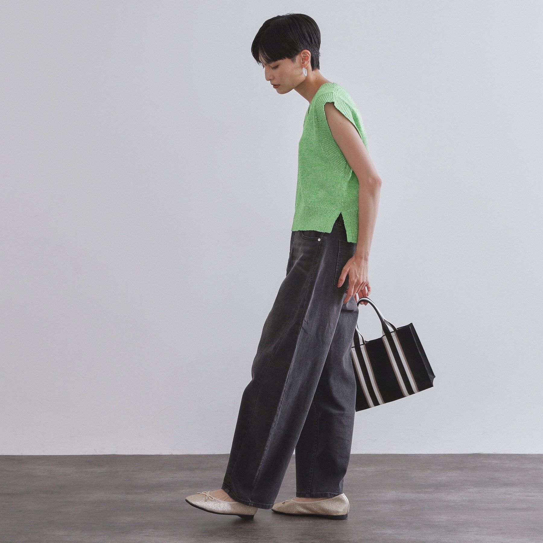 OPAQUE.CLIP「スパンコールラメVネックニット【洗える】」|ニット・セーター|