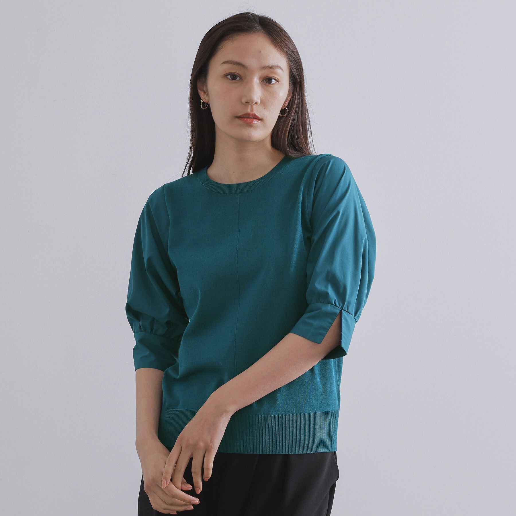 OPAQUE.CLIP「ドッキングスリーブニット【洗濯機洗い可/抗ピル】」|ニット・セーター|