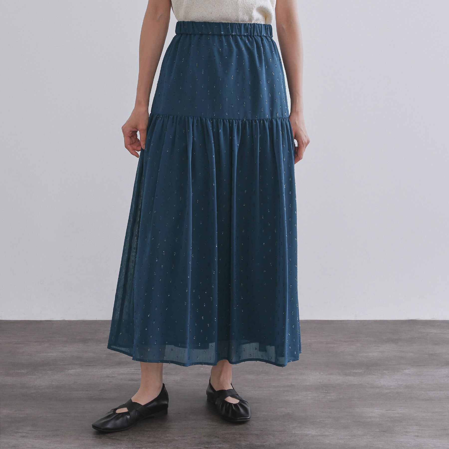 OPAQUE.CLIP「ラメドットイージーティアードスカート【洗濯機洗い可】」|スカート|