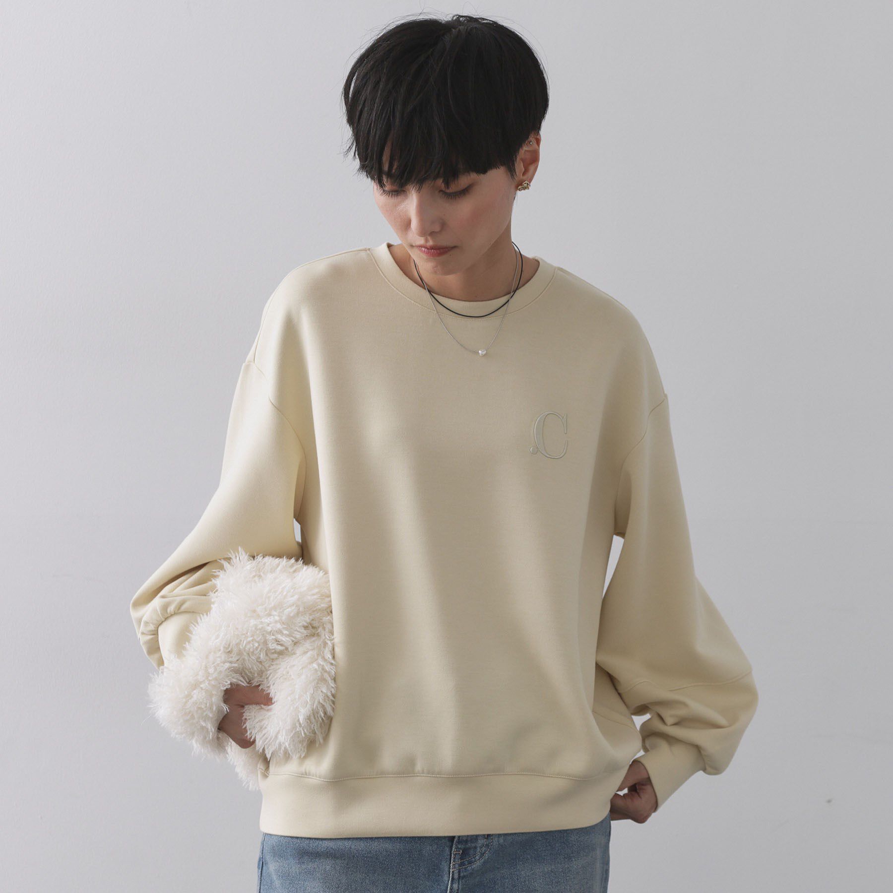 OPAQUE.CLIP「ワンポイント刺繍ダンボールトップス【UVケア/洗濯機洗い可】」|Tシャツ・カットソー|ライトイエロー(03