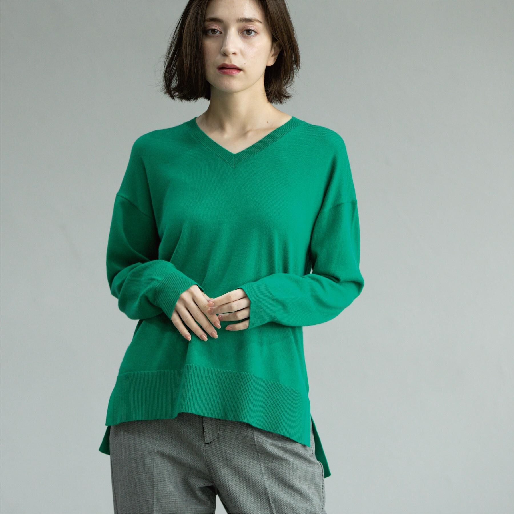 OPAQUE.CLIP「Vネックニット/エクストラファインメリノウール【THEシリーズ/洗濯機OK】」|ニット・セーター|