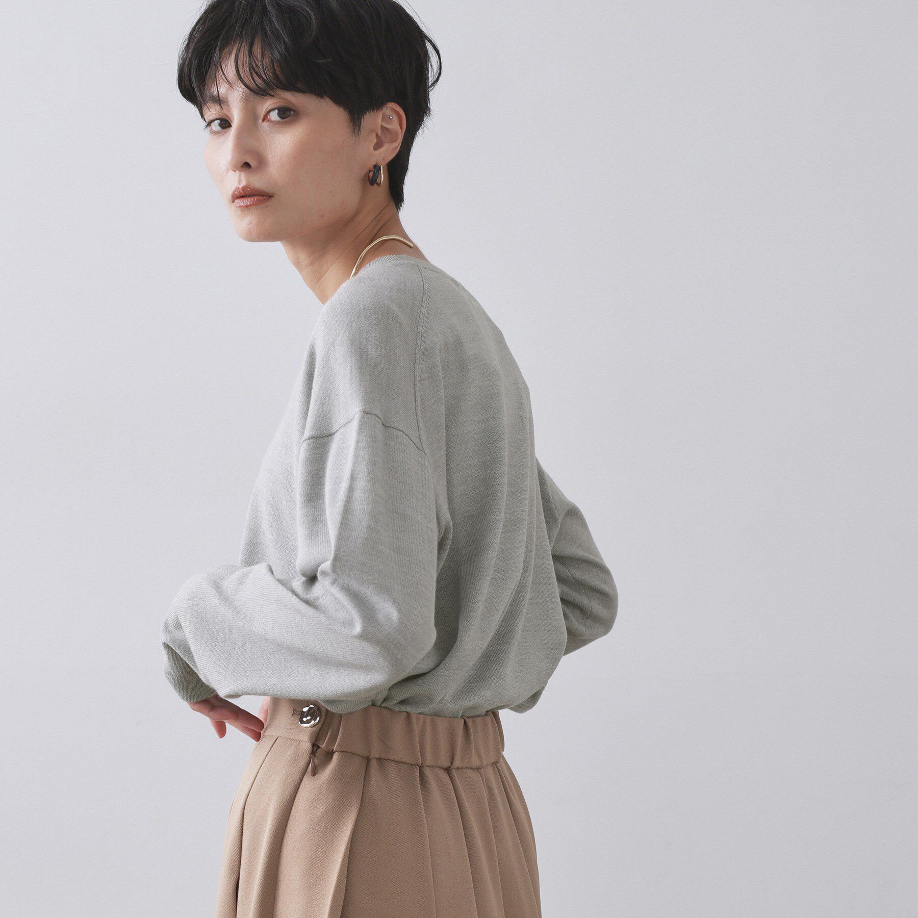 OPAQUE.CLIP「Vネックニット/エクストラファインメリノウール【THEシリーズ/洗濯機OK】」|ニット・セーター|