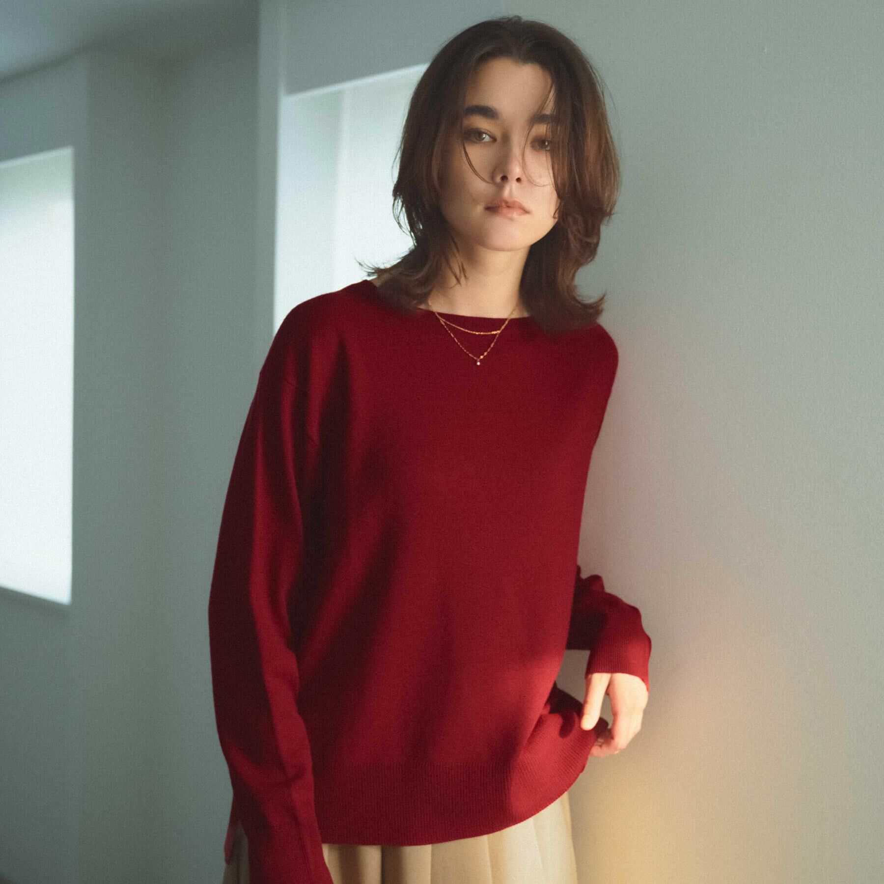 OPAQUE.CLIP「ボートネックニット/エクストラファインメリノウール【THEシリーズ/洗濯機OK】」|ニット・セーター|