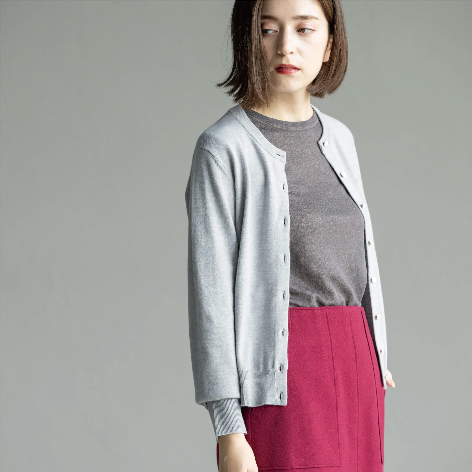 OPAQUE.CLIP「クルーニットカーディガン/エクストラファインメリノウール【THEシリーズ/洗濯機OK】」|カーディガン|