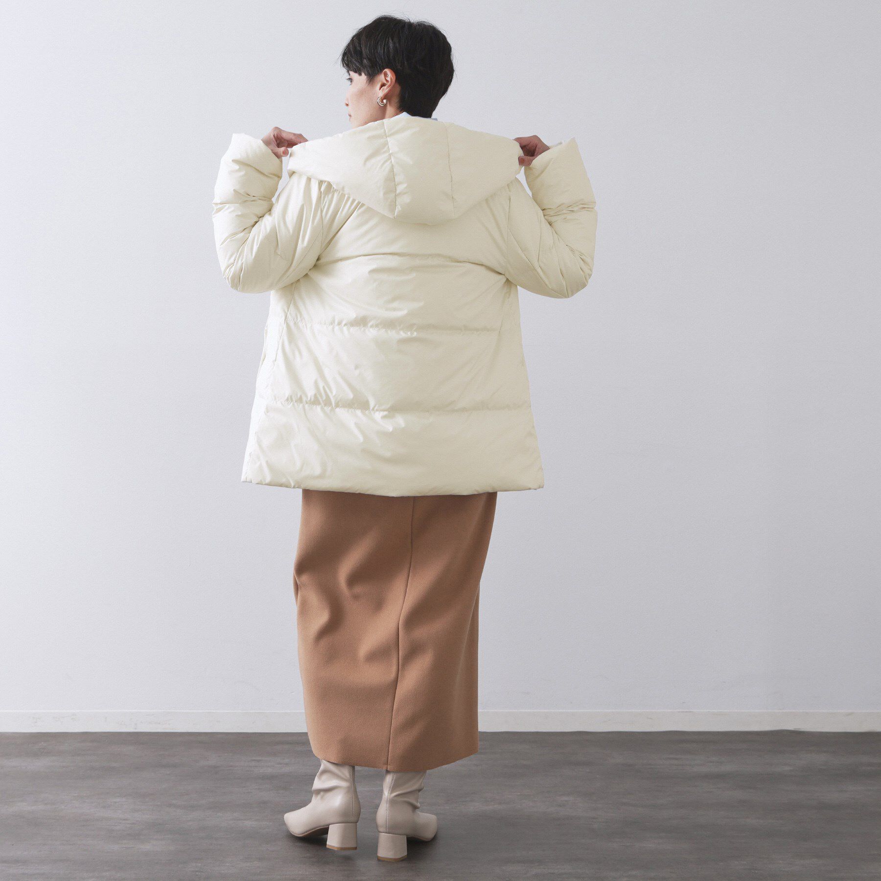 OPAQUE.CLIP「撥水フードミドルダウンコート【防風/抗菌防臭/洗濯機OK】《S～LL》」|ダウン|