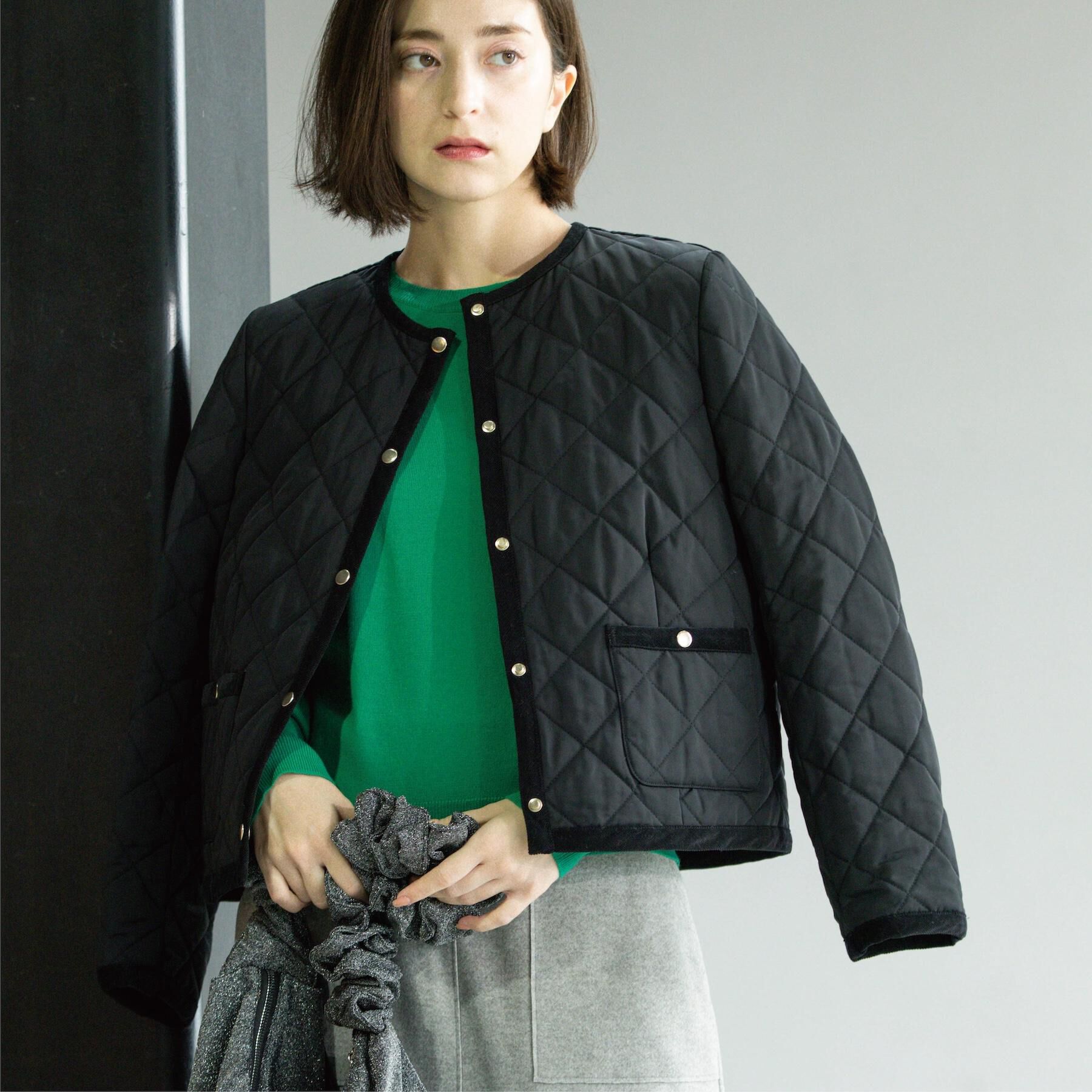 OPAQUE.CLIP「撥水キルティングノーカラージャケット【洗濯機洗い可】」|ノーカラージャケット|