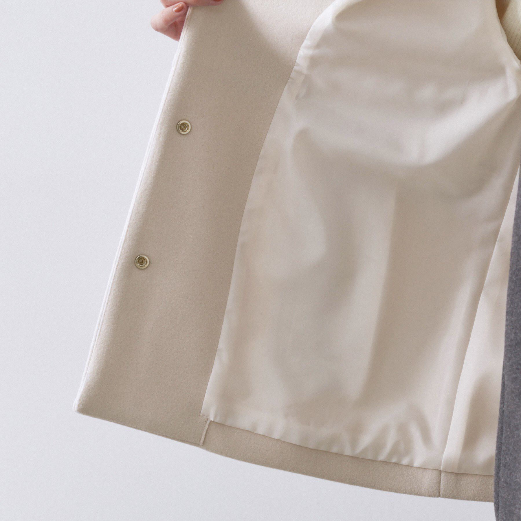 OPAQUE.CLIP「ウールライクメルトンノーカラーコート【洗濯機洗い可】」|ノーカラーコート|