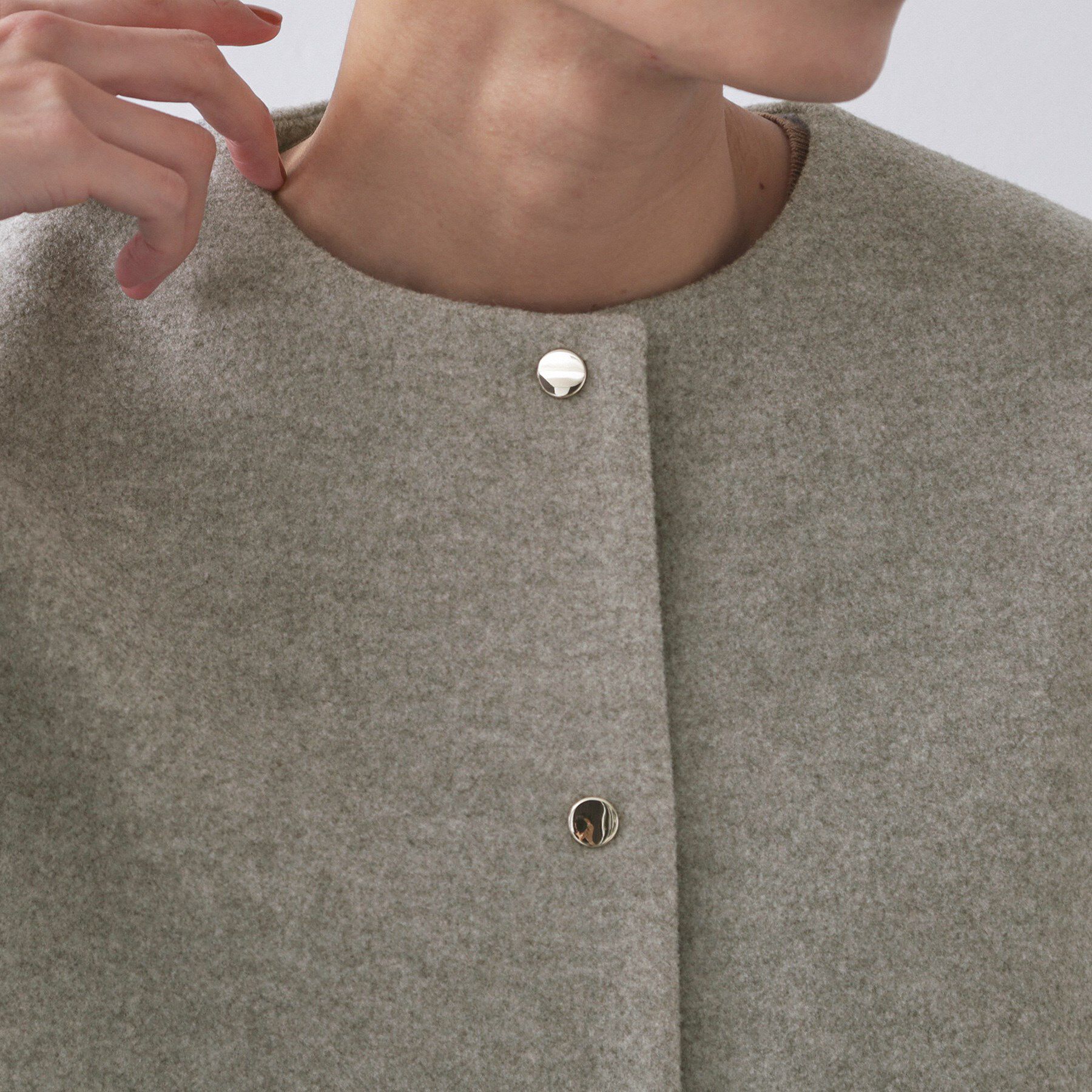 OPAQUE.CLIP「ウールライクメルトンノーカラーコート【洗濯機洗い可】」|ノーカラーコート|