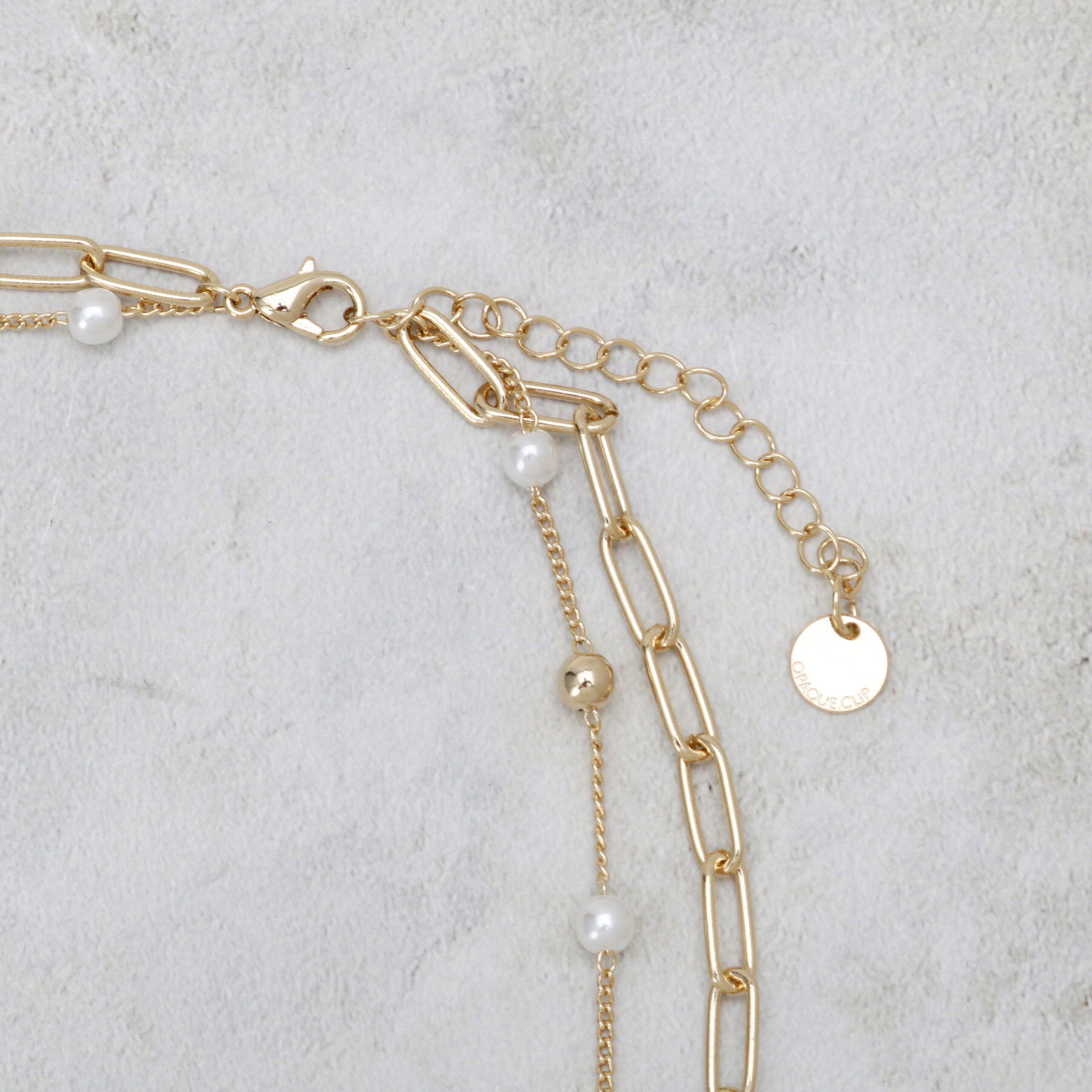 OPAQUE.CLIP「チェーン&times;フェイクパール2連ネックレス」|ネックレス|