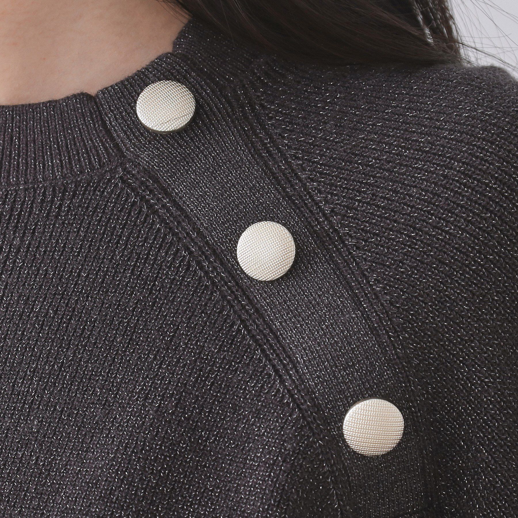 OPAQUE.CLIP「ボタンデザインラメニット【洗濯機OK】」|ニット・セーター|