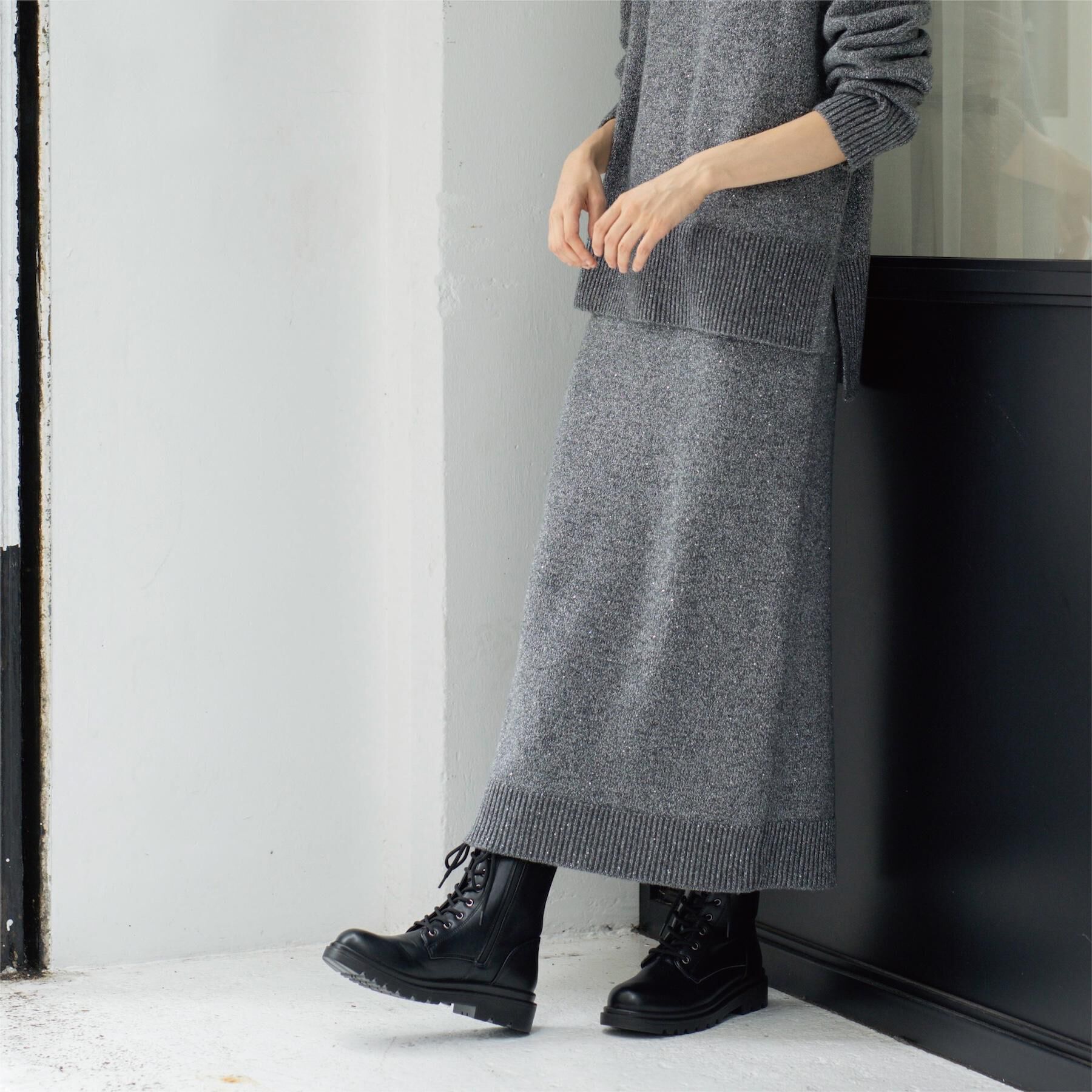 OPAQUE.CLIP「ラメスパンコールナロースカート/セットアップ対応可【洗濯機OK】」|スカート|