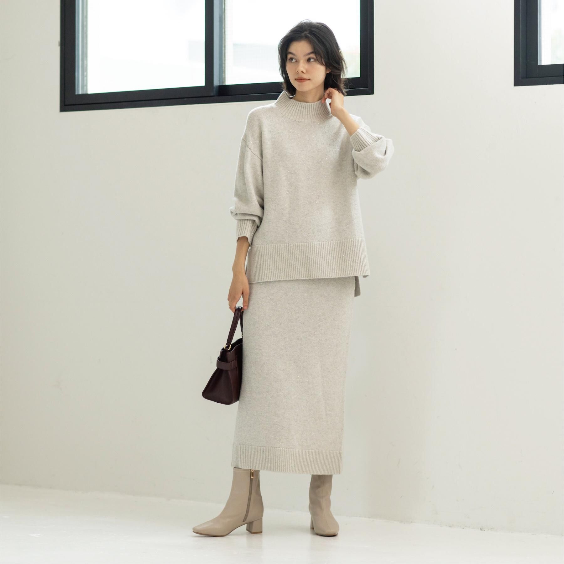 OPAQUE.CLIP「ラメスパンコールナロースカート/セットアップ対応可【洗濯機OK】」|スカート|