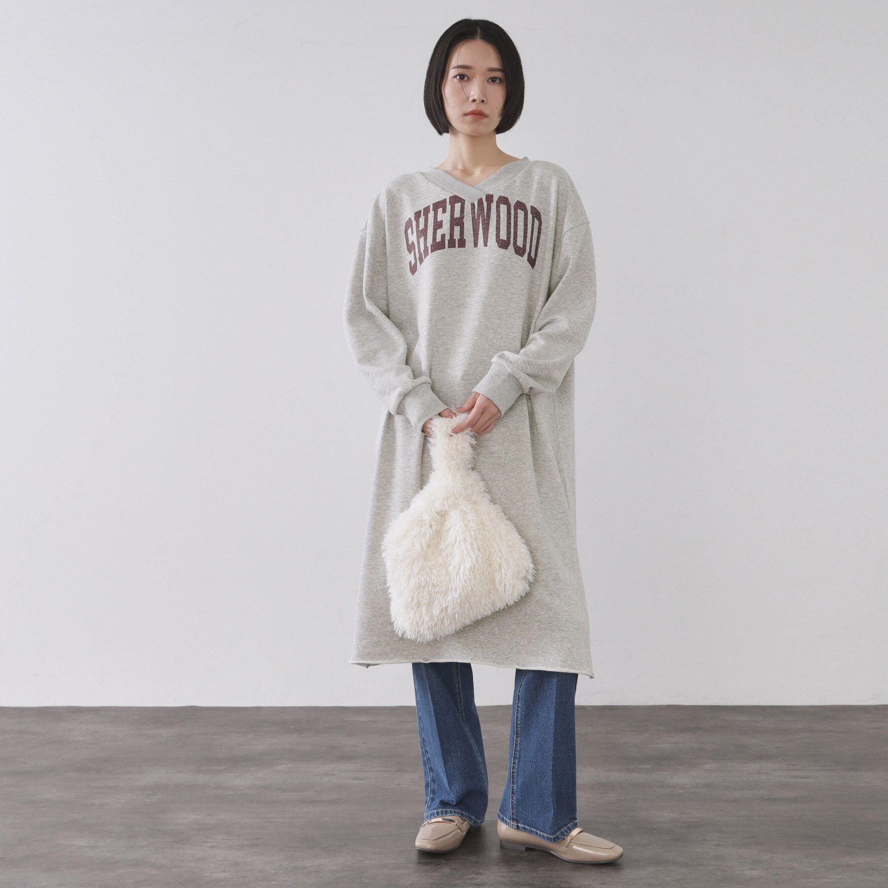 OPAQUE.CLIP「ロゴプリント裏毛ワンピース【洗濯機OK】」|ワンピース|