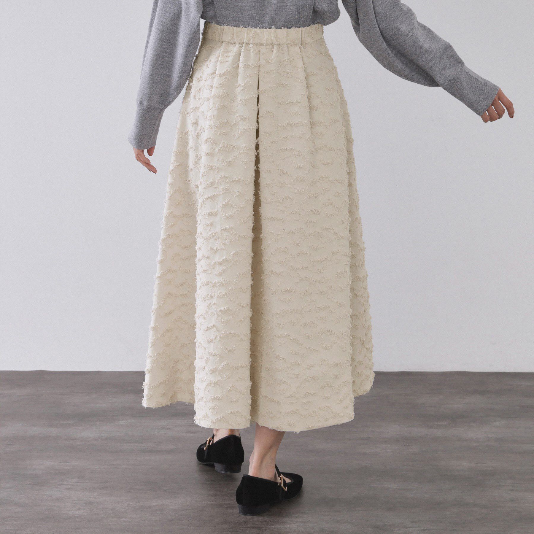 OPAQUE.CLIP「フェザージャカードタックフレアスカート【洗濯機OK】」|スカート|