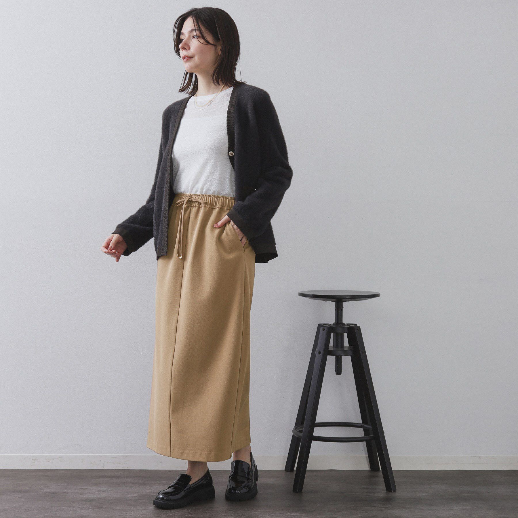 OPAQUE.CLIP「裏起毛イージーナロースカート／ネオサーモ【蓄熱素材／洗濯機洗い可」|スカート|