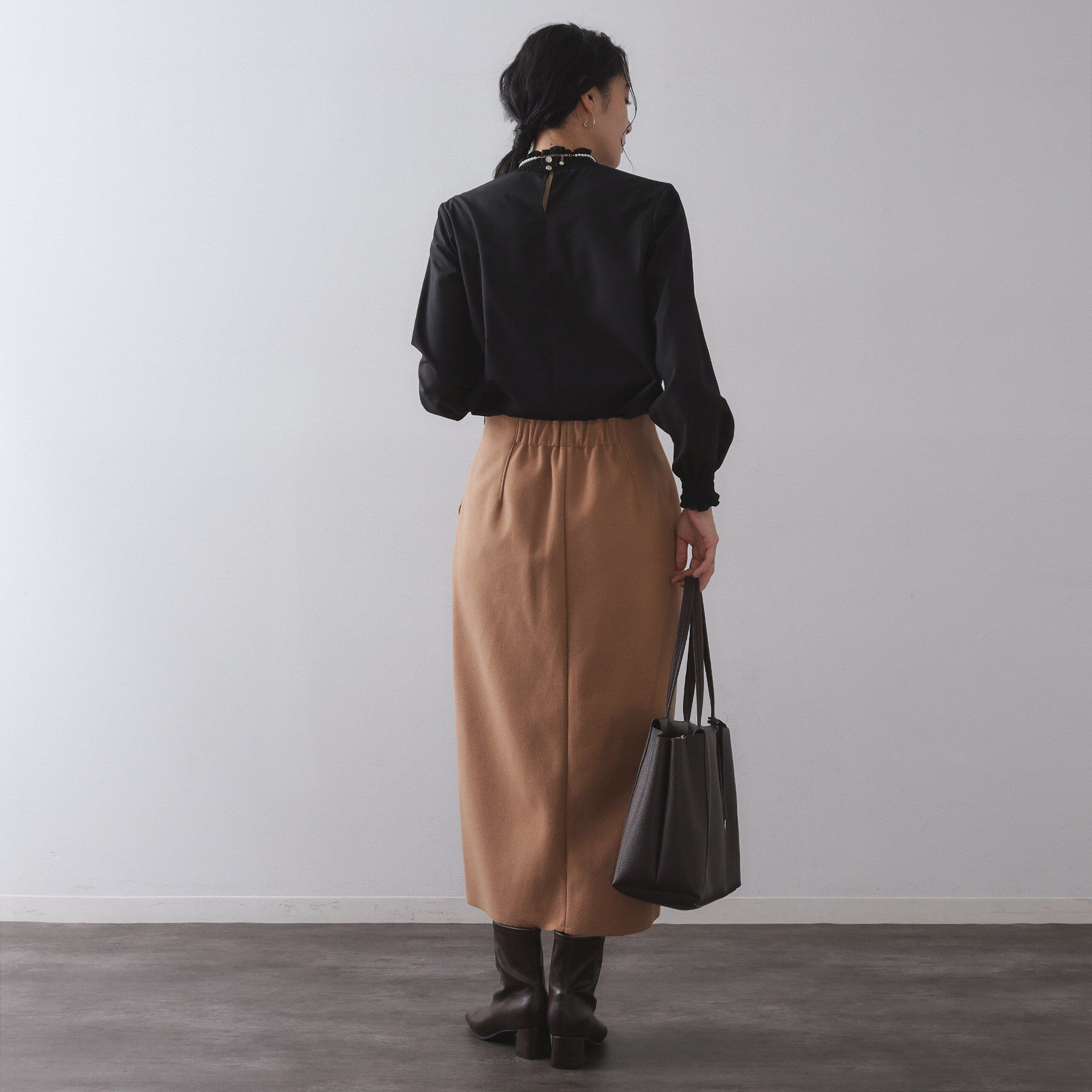 OPAQUE.CLIP「シャーリングハイネックブラウス【洗濯機OK】」|シャツ・ブラウス|