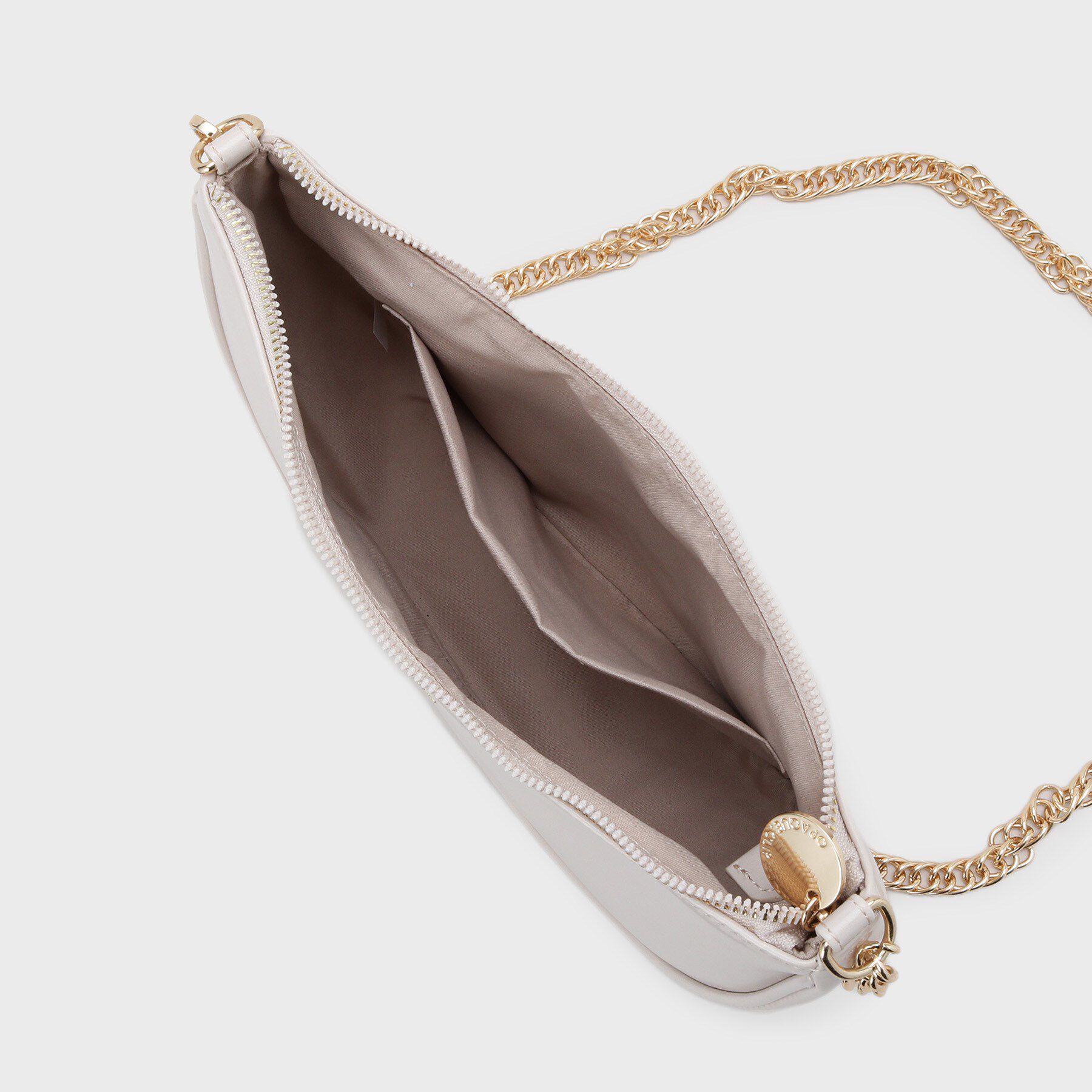 OPAQUE.CLIP「【2WAY】オイル調合皮チェーンハンドルムーンミドルバッグ」|ハンドバッグ|