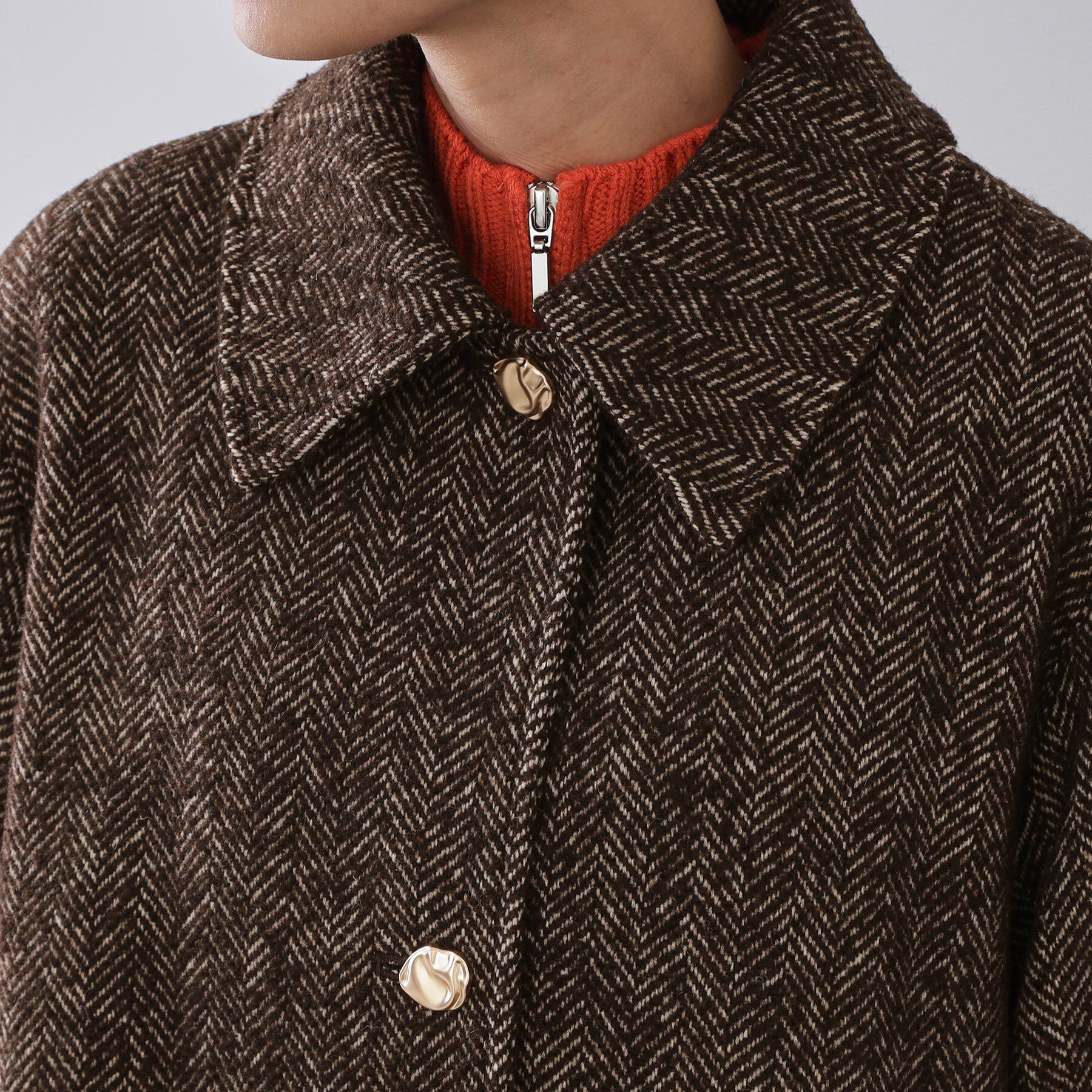 OPAQUE.CLIP「ヘリンボーンステンカラーコート」|ステンカラーコート|