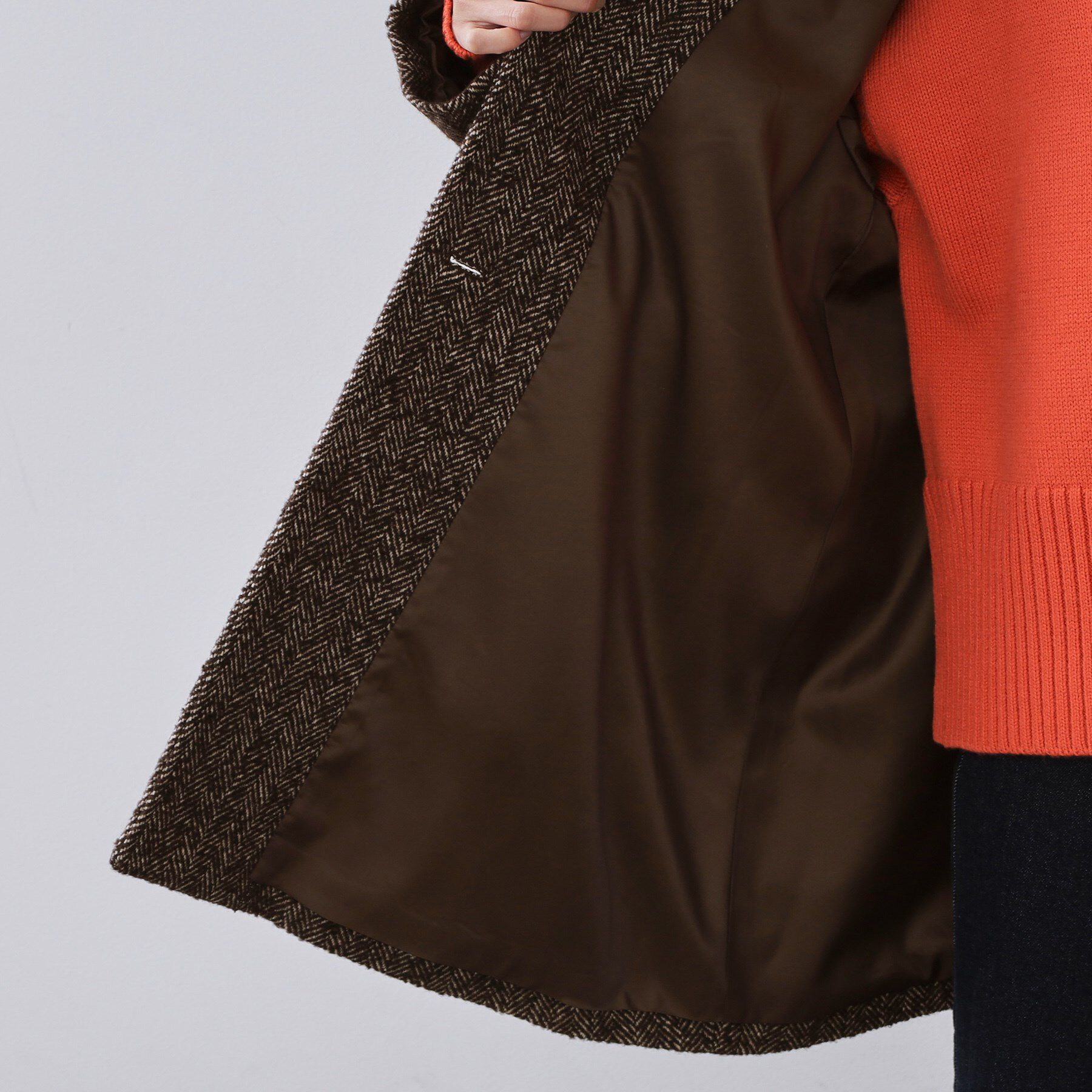 OPAQUE.CLIP「ヘリンボーンステンカラーコート」|ステンカラーコート|