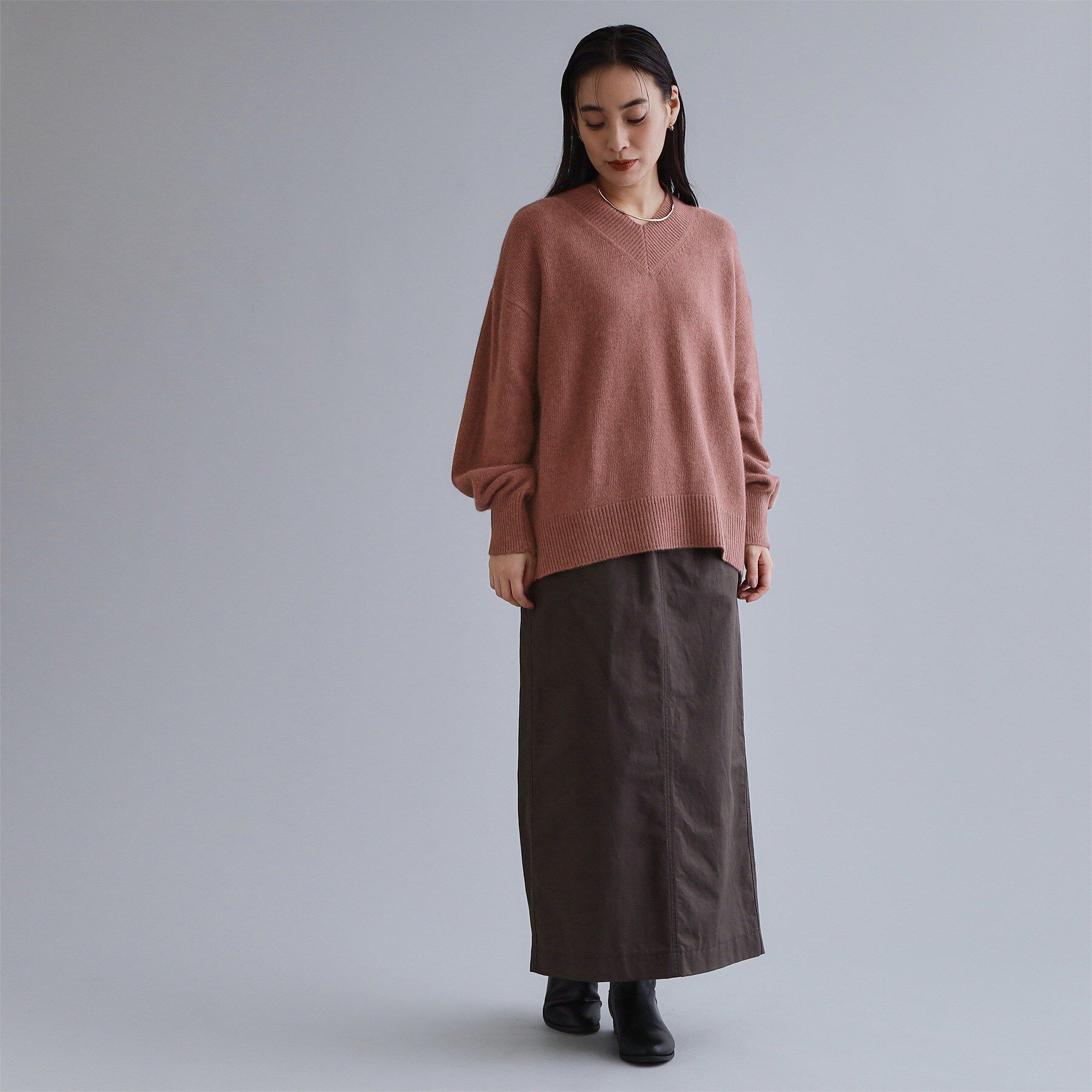 OPAQUE.CLIP「【es】フラッフィーウールVネックニット【洗濯機OK】」|ニット・セーター|