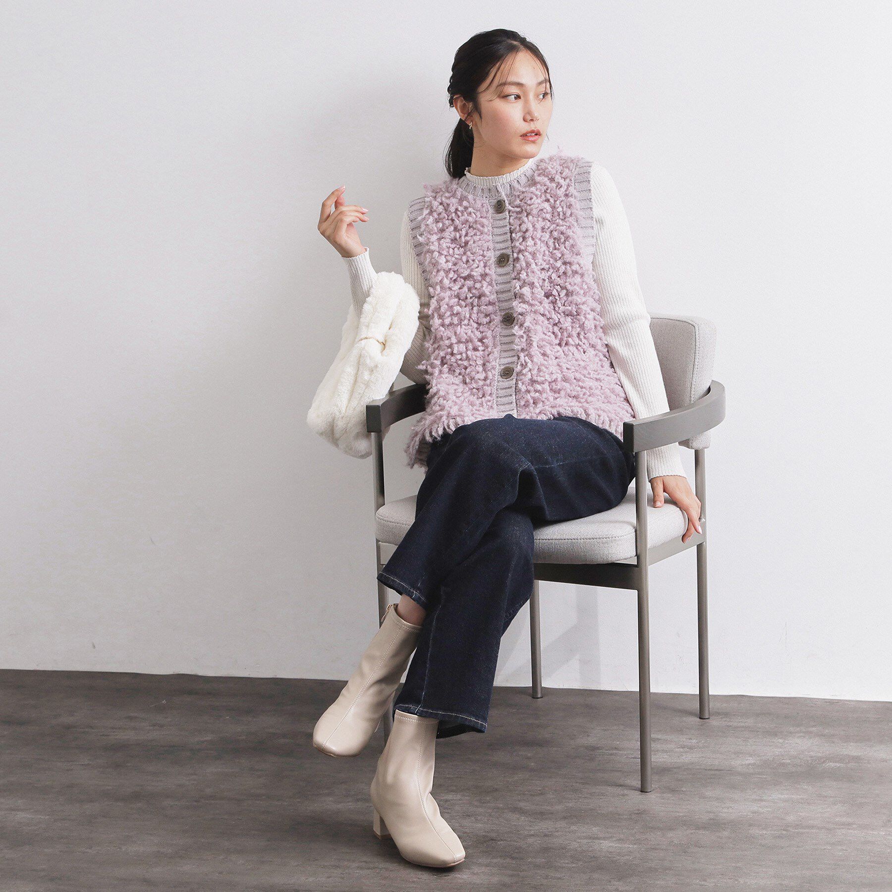 OPAQUE.CLIP「ループヤーンニットベスト【洗濯機OK】」|ベスト・ジレ|