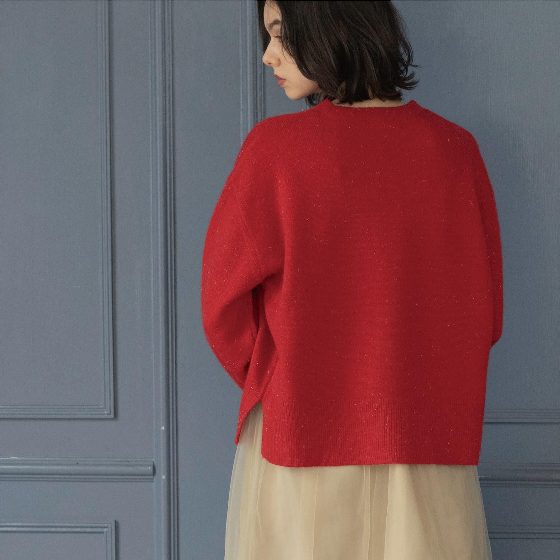 OPAQUE.CLIP「きらきらクルーミドルゲージニット【洗濯機OK】」|ニット・セーター|