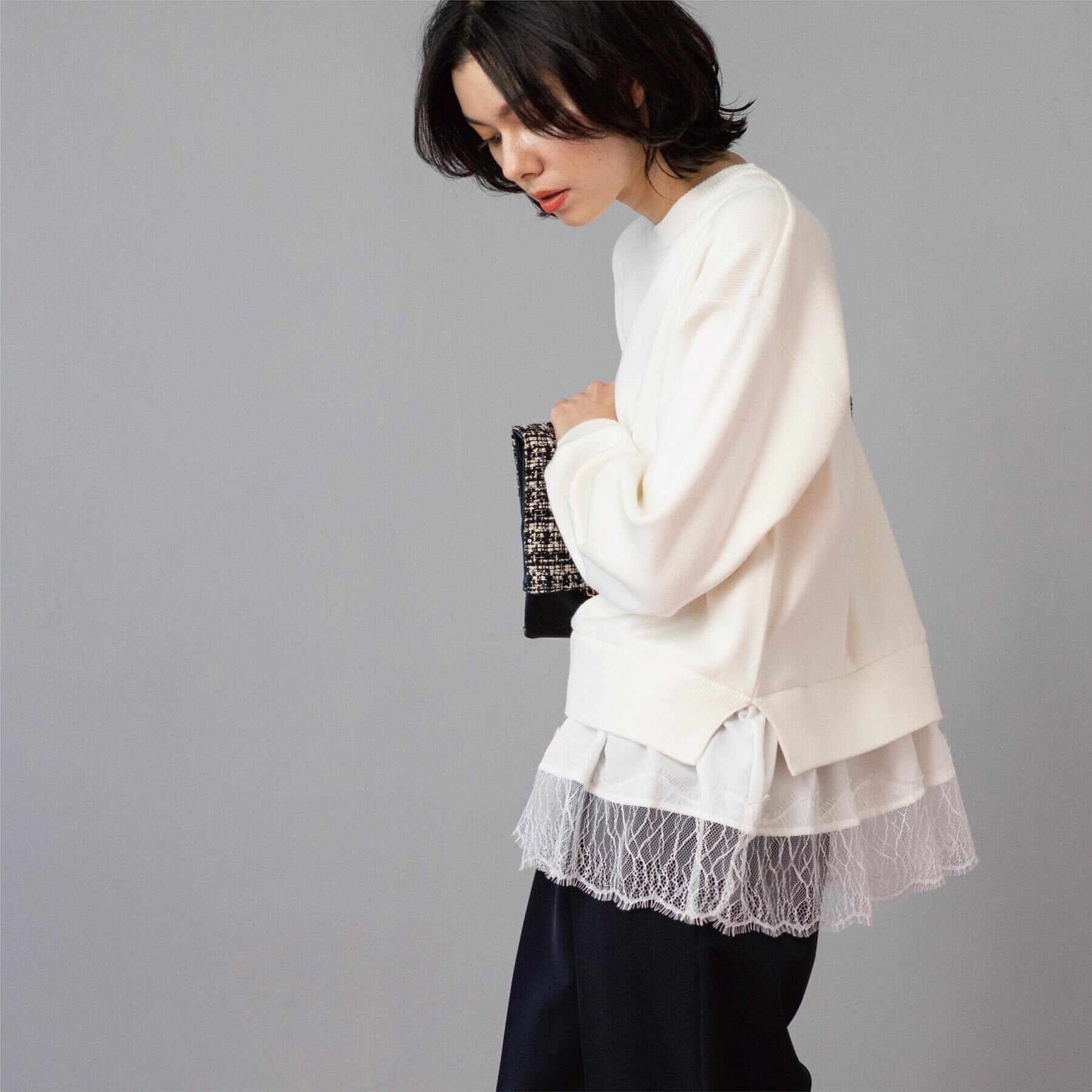 OPAQUE.CLIP「裾レースドッキングニット」|ニット・セーター|