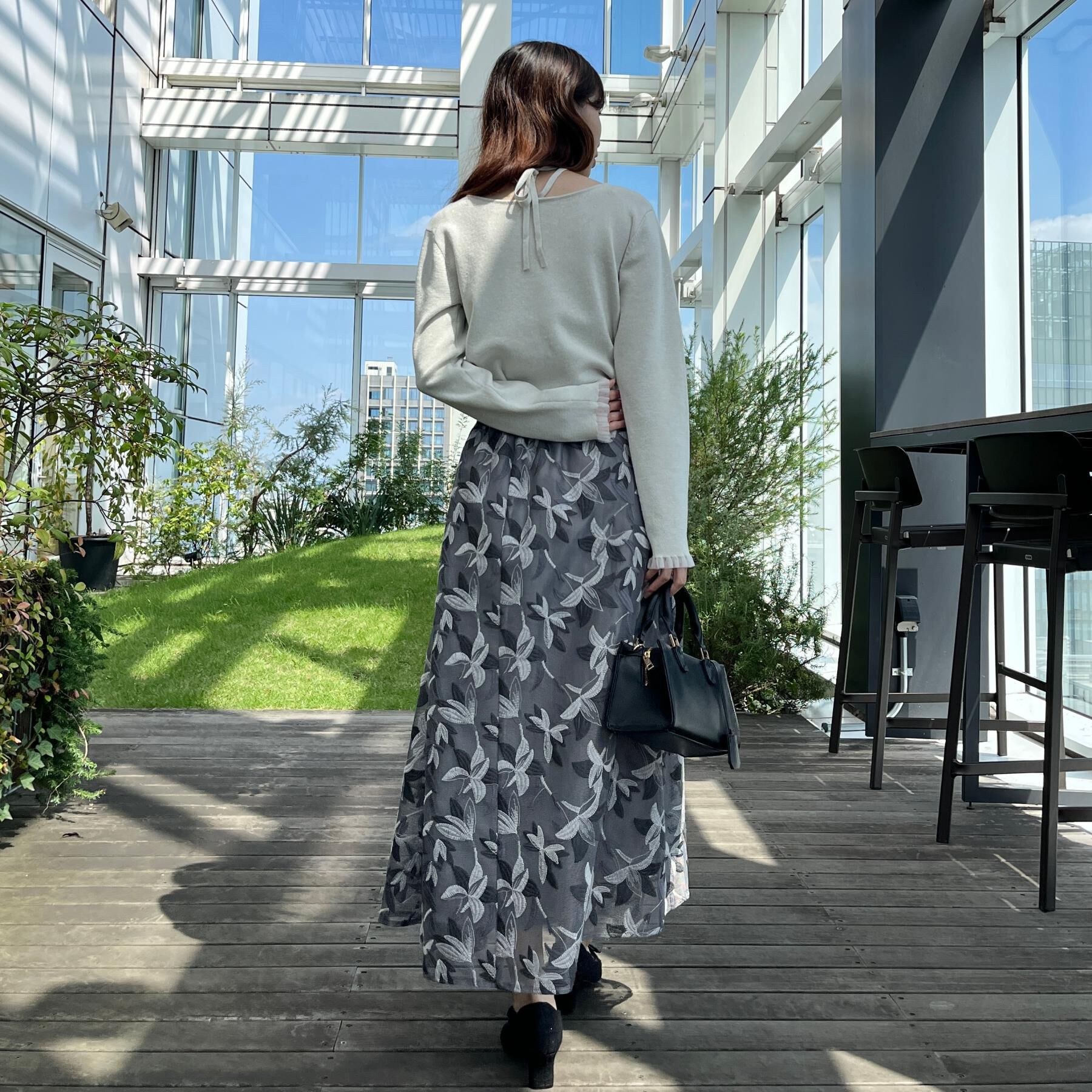 Couture broach「【大人可愛い・リボン取り外し可】前後2WAYラメリブ シアープチフリルニット」|ニット・セーター|