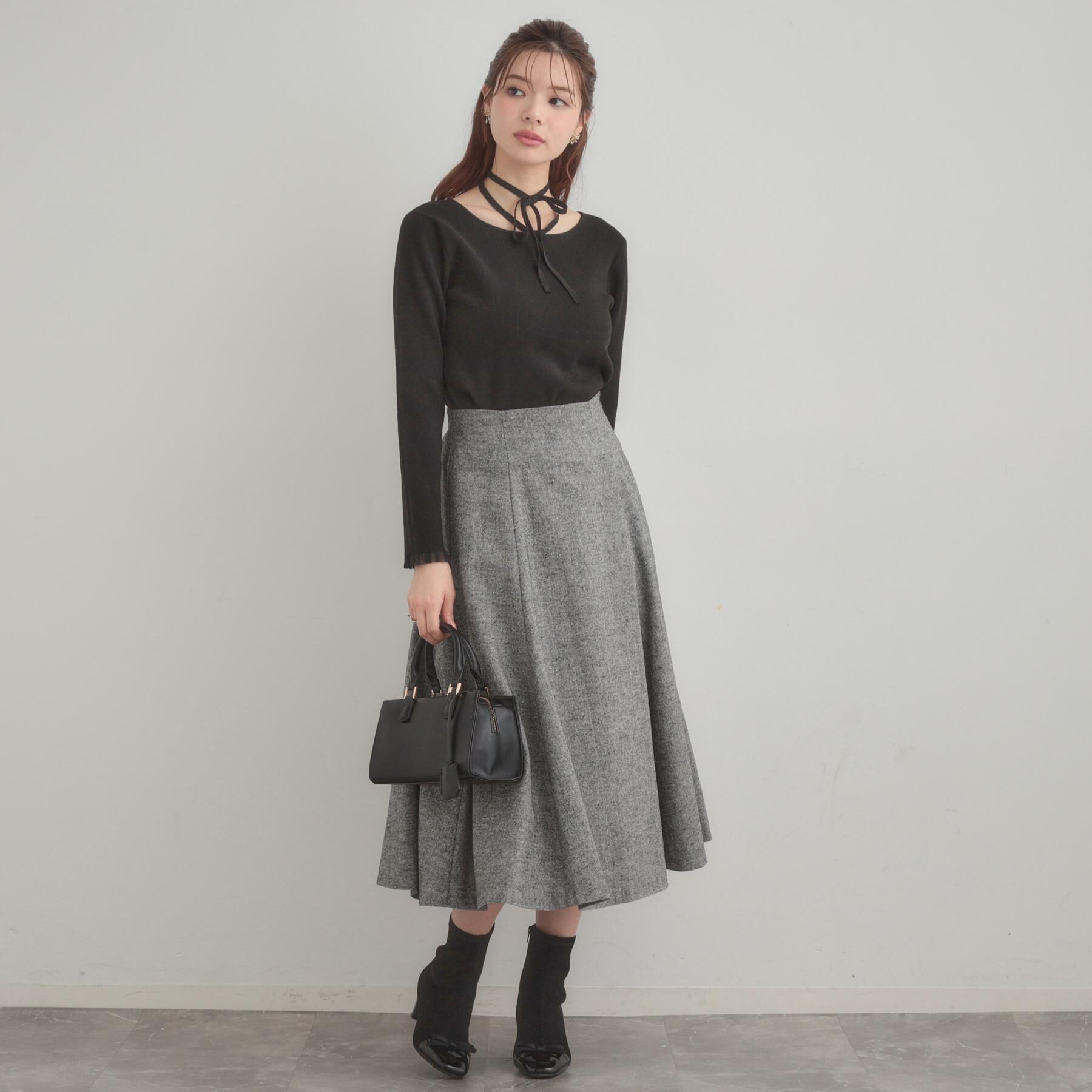 Couture broach「【大人可愛い・リボン取り外し可】前後2WAYラメリブ シアープチフリルニット」|ニット・セーター|