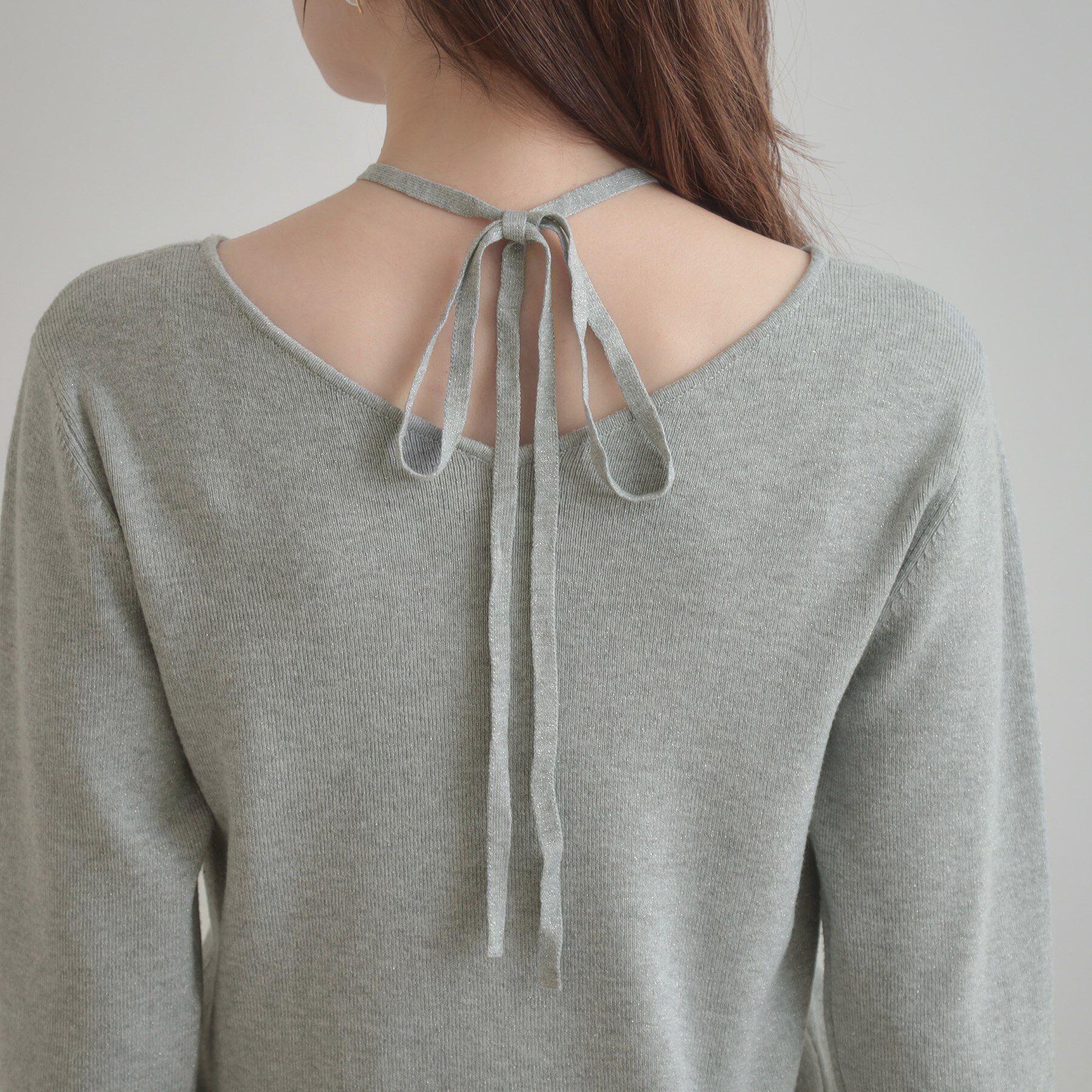 Couture broach「【大人可愛い・リボン取り外し可】前後2WAYラメリブ シアープチフリルニット」|ニット・セーター|