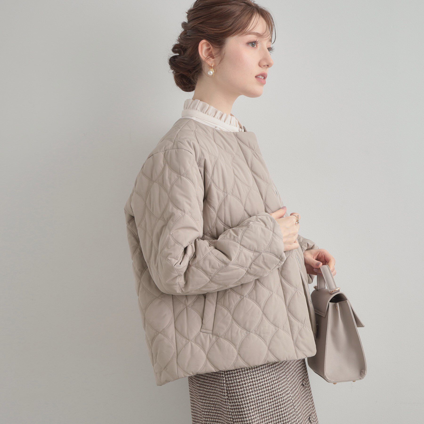 Couture broach「【撥水・大人可愛い】リボンキルティングジャケット」|ブルゾン・スタジャン|