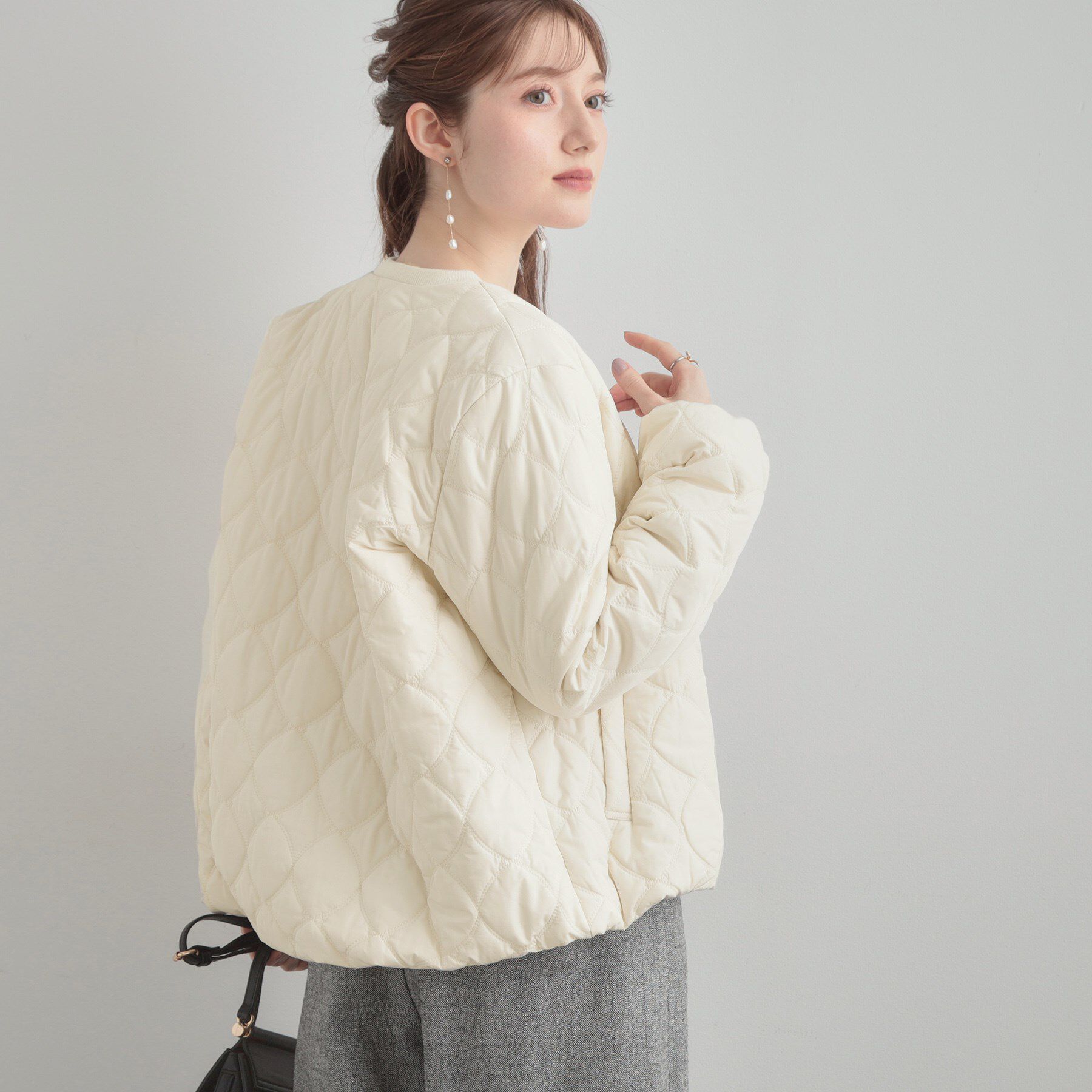 Couture broach「【撥水・大人可愛い】リボンキルティングジャケット」|ブルゾン・スタジャン|