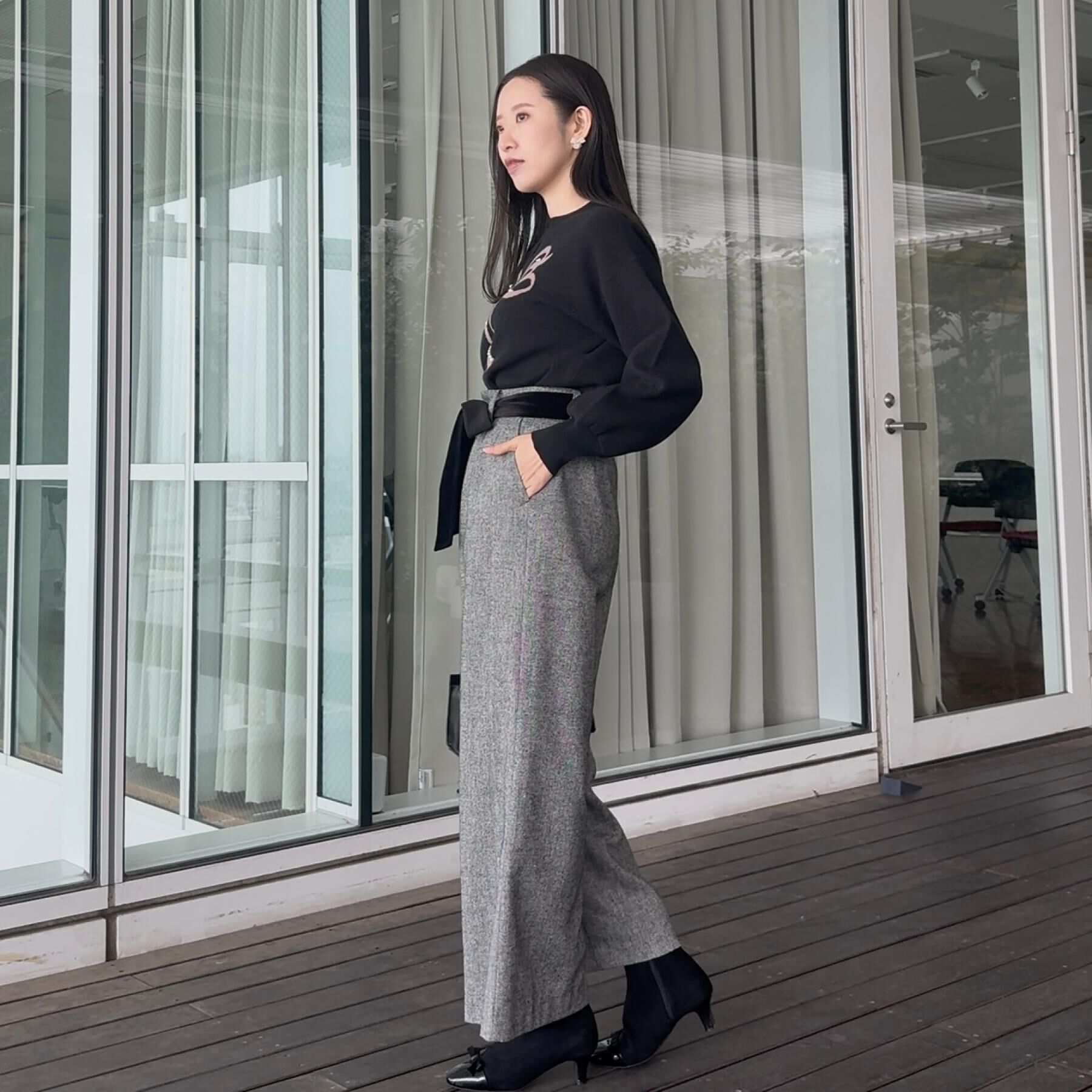 Couture broach「【上品華やか・通勤】ラメツイード ワイドパンツ」|その他|