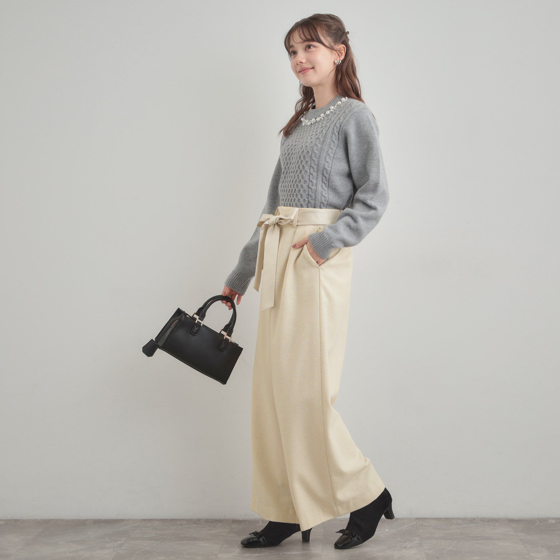 Couture broach「【上品華やか・通勤】ラメツイード ワイドパンツ」|その他|