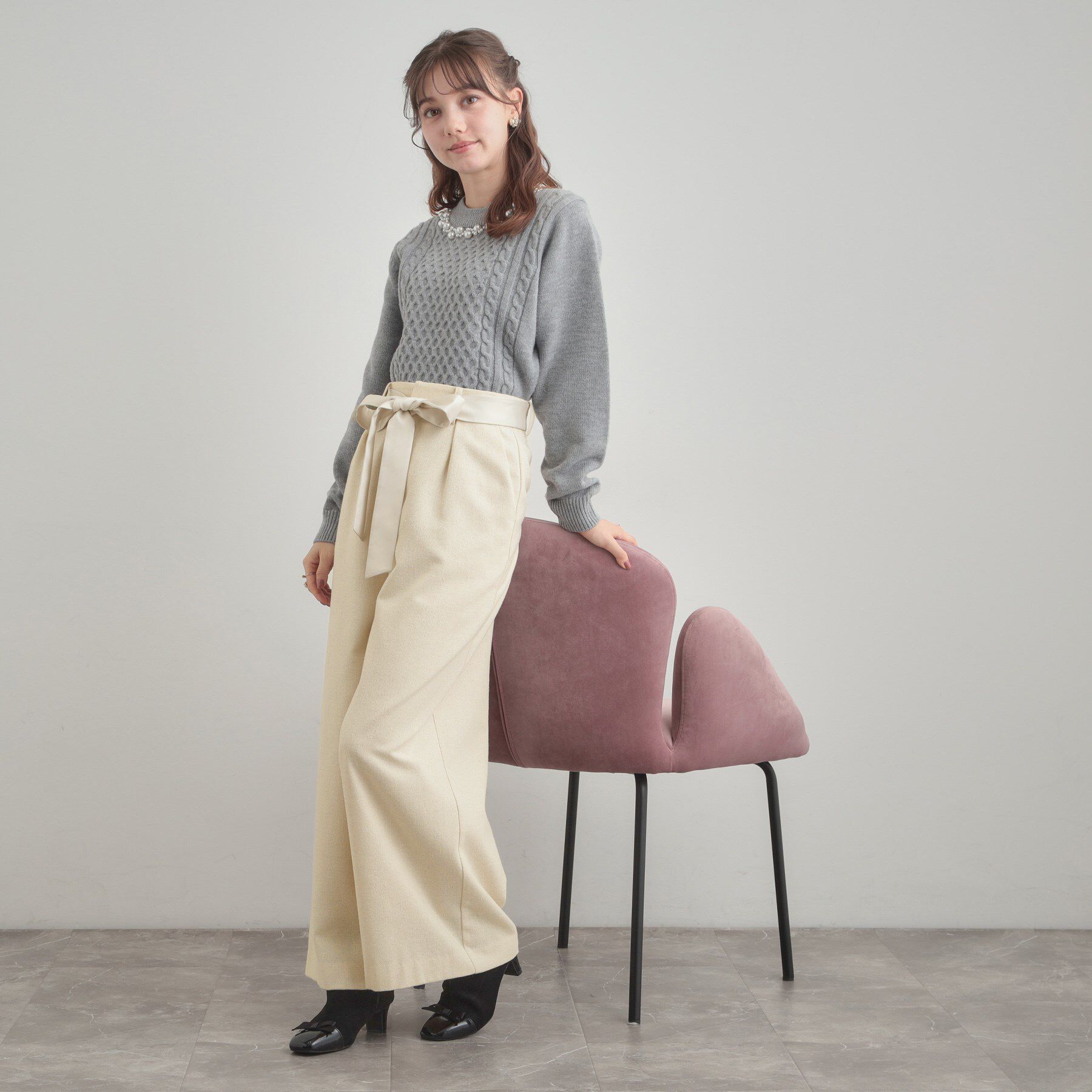 Couture broach「【上品華やか・通勤】ラメツイード ワイドパンツ」|その他|