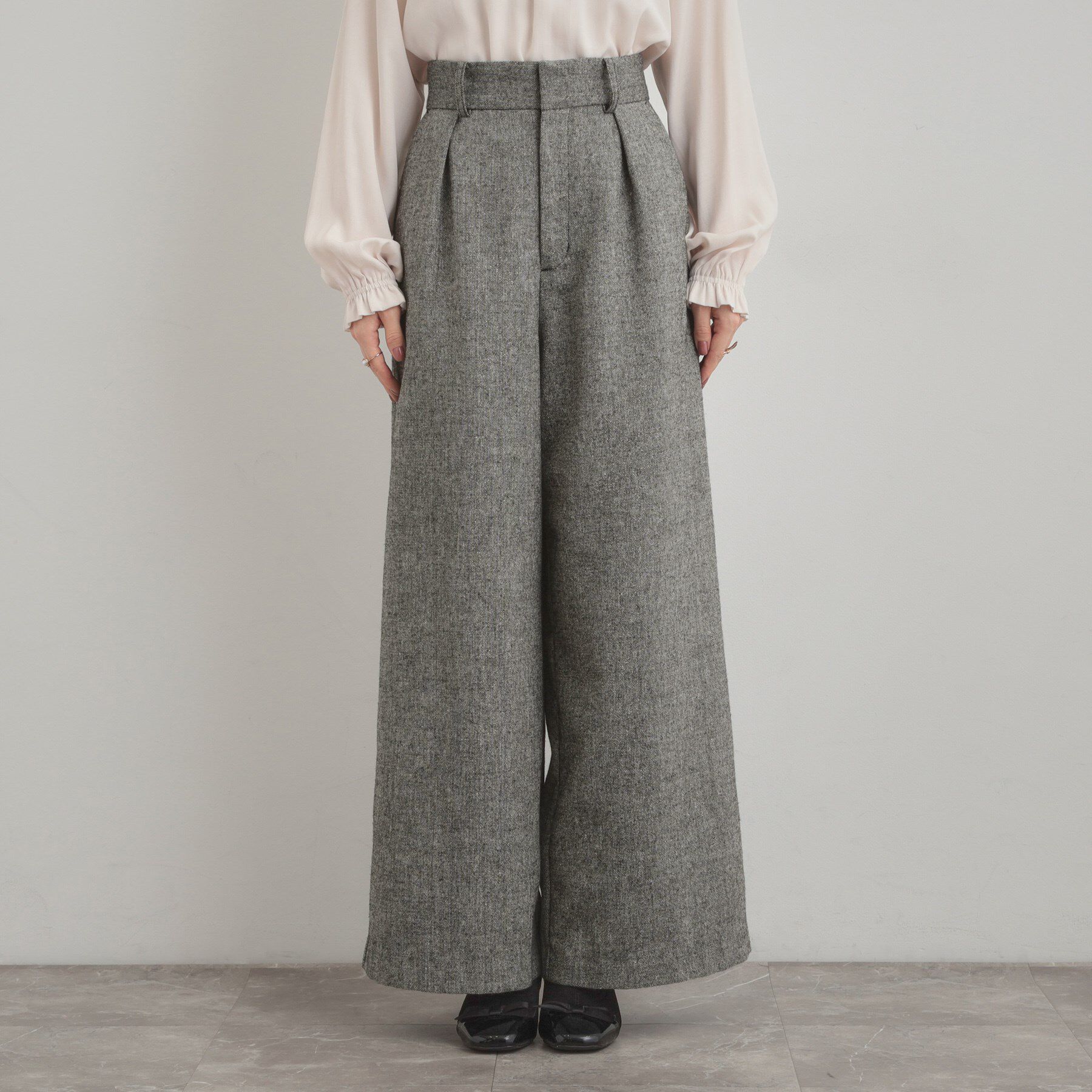 Couture broach「【上品華やか・通勤】ラメツイード ワイドパンツ」|その他|