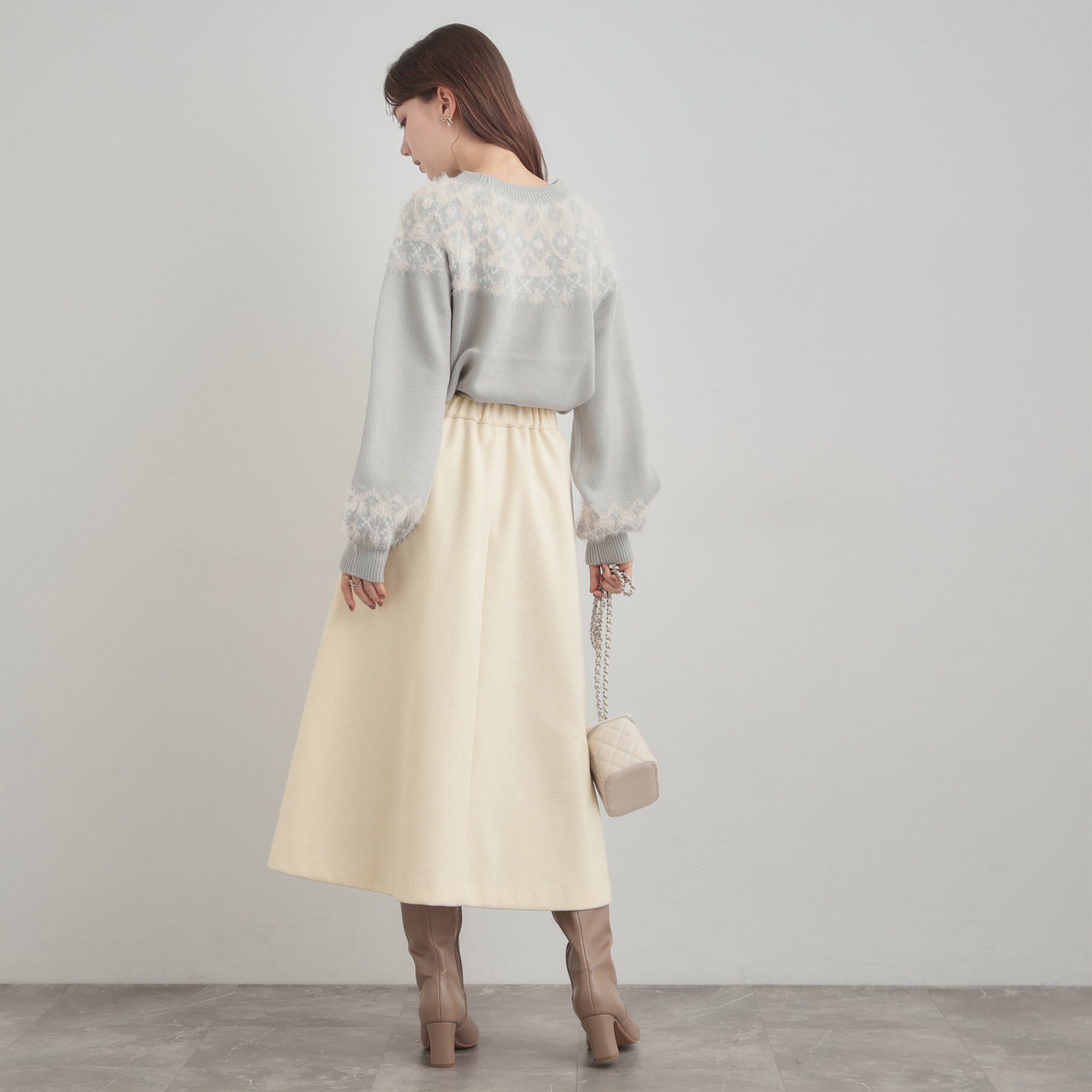 Couture broach「【通勤/金ボタン】フェイクウール ポンチスカート」|スカート|