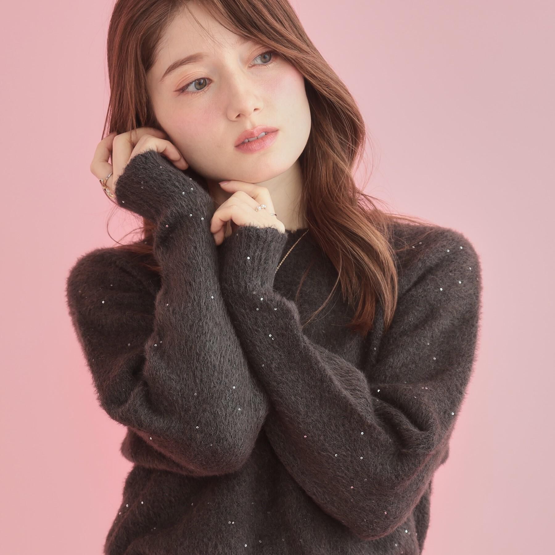 Couture broach「【前後2WAY】スパンコールラメフェザー ニット」|ニット・セーター|