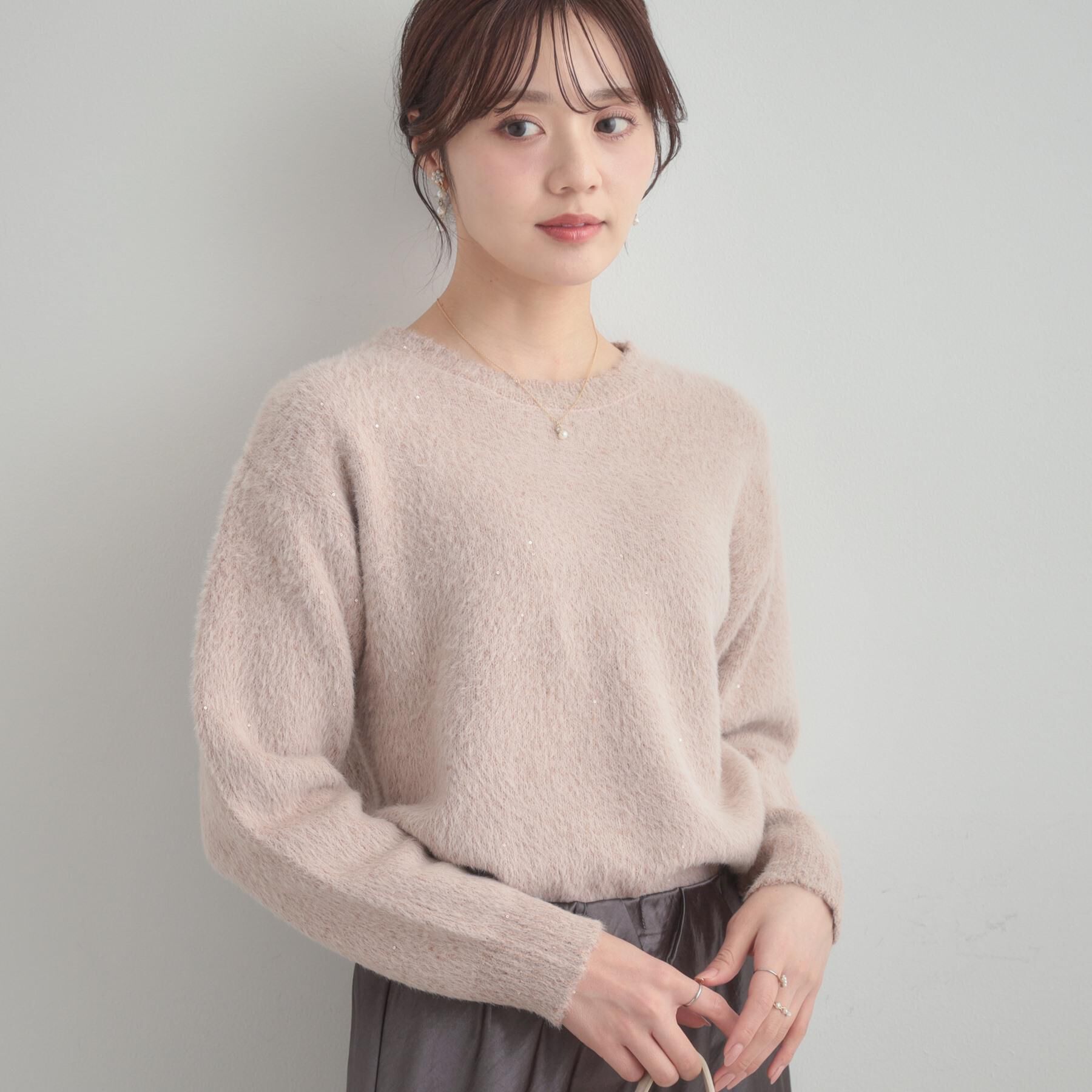 Couture broach「【前後2WAY】スパンコールラメフェザー ニット」|ニット・セーター|