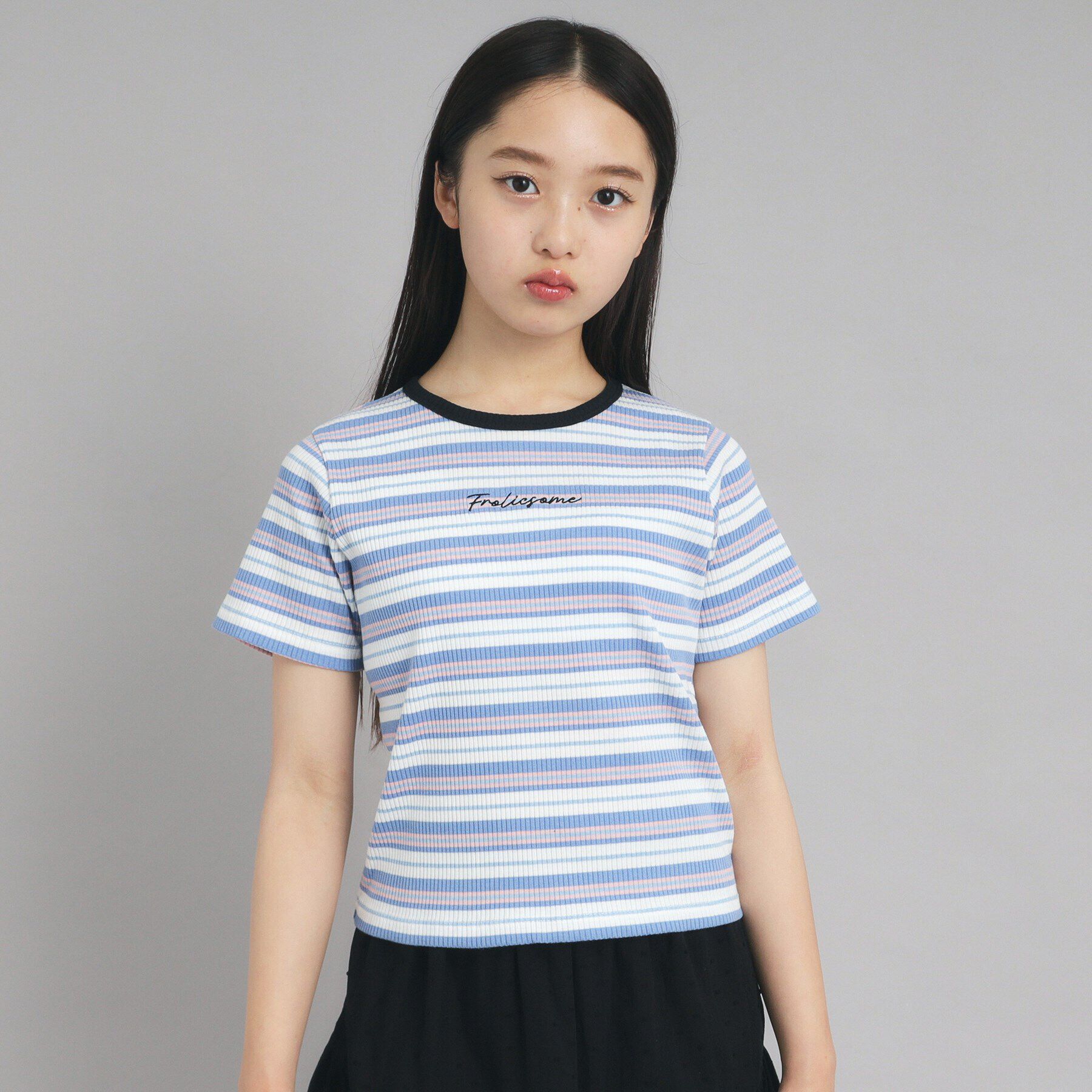 PINK-latte「【ニコプチ10月号掲載】コンパクトリブTシャツ」|Tシャツ・カットソー|