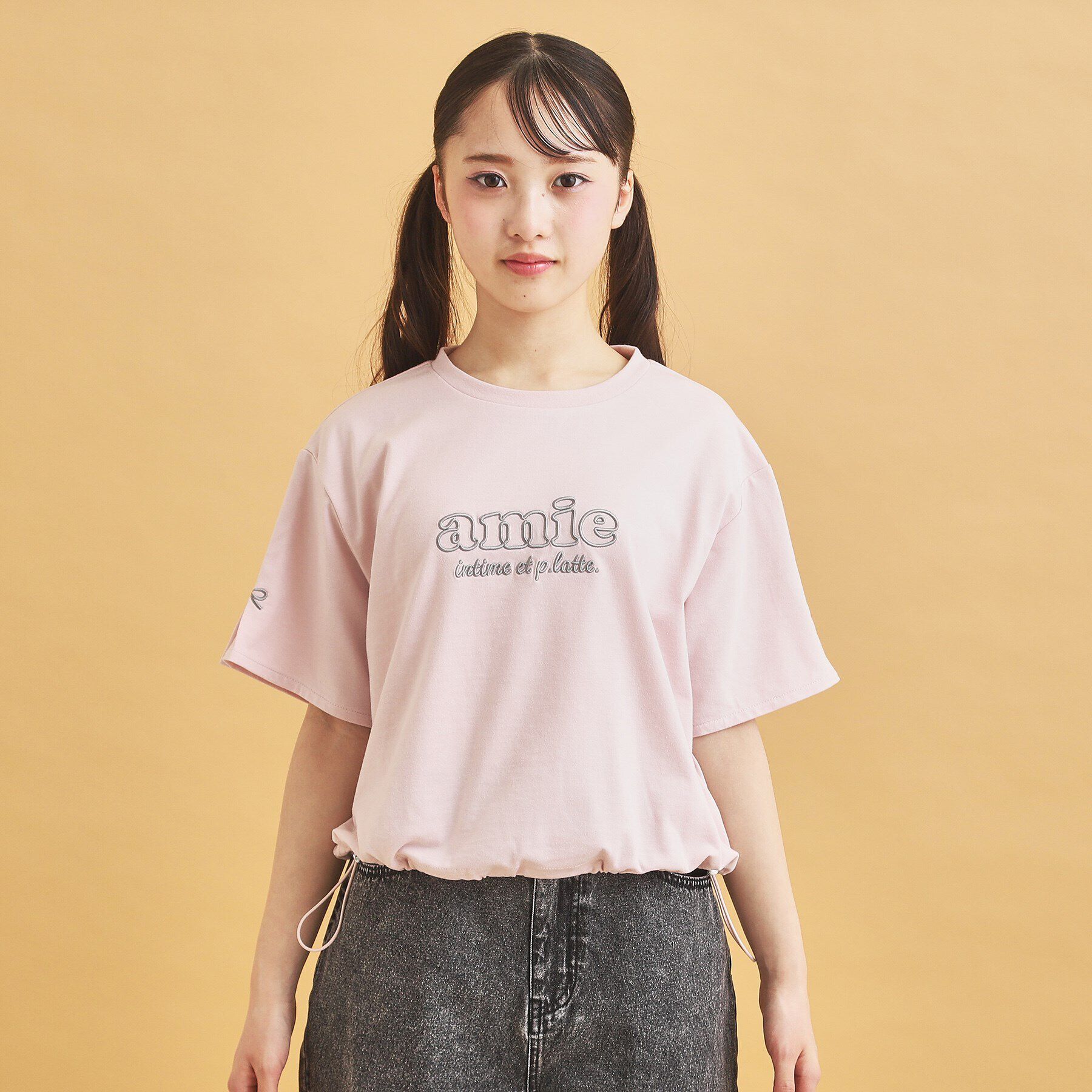 PINK-latte「ドロストリボンタックトップス」|Tシャツ・カットソー|