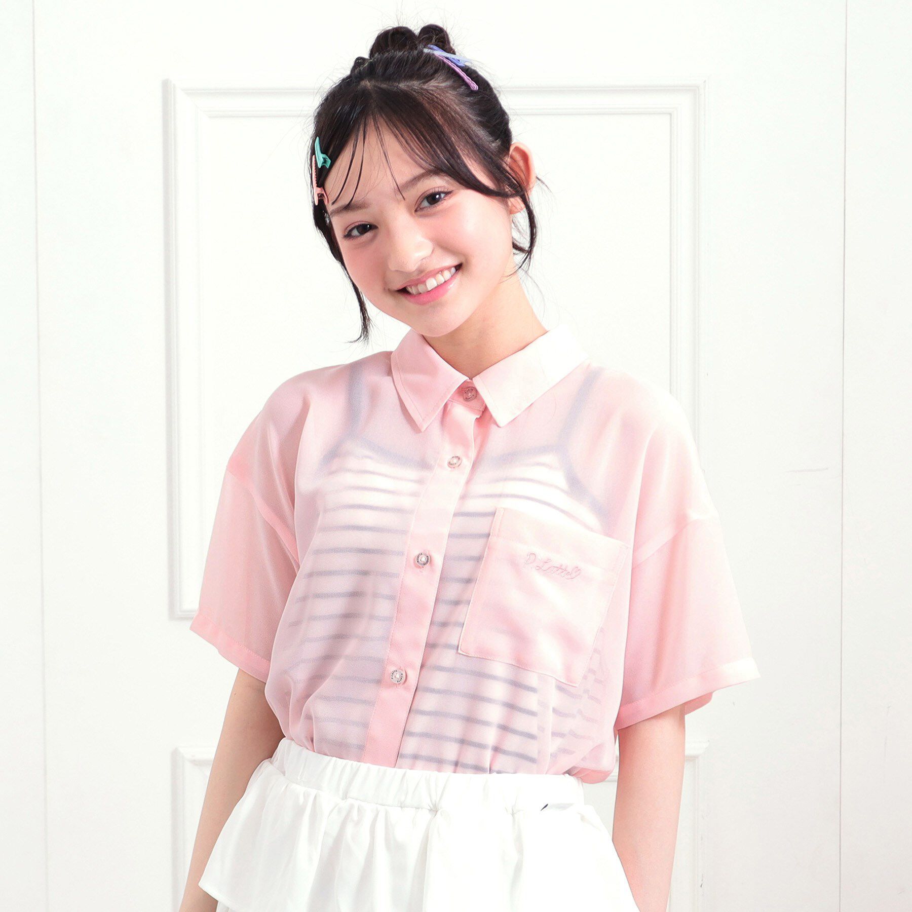 PINK-latte「【セットアイテム】半袖シアーシャツ＋冷感キャミセット」|その他|