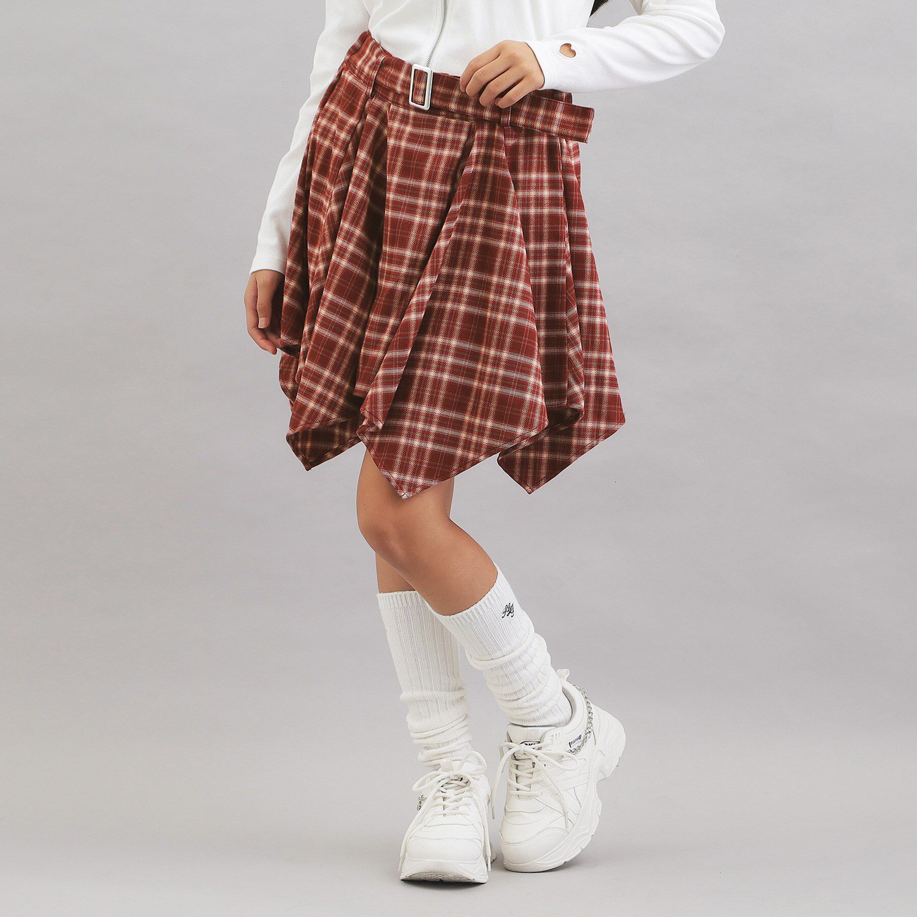 PINK-latte「チェック変形ヘムスカート」|スカート|