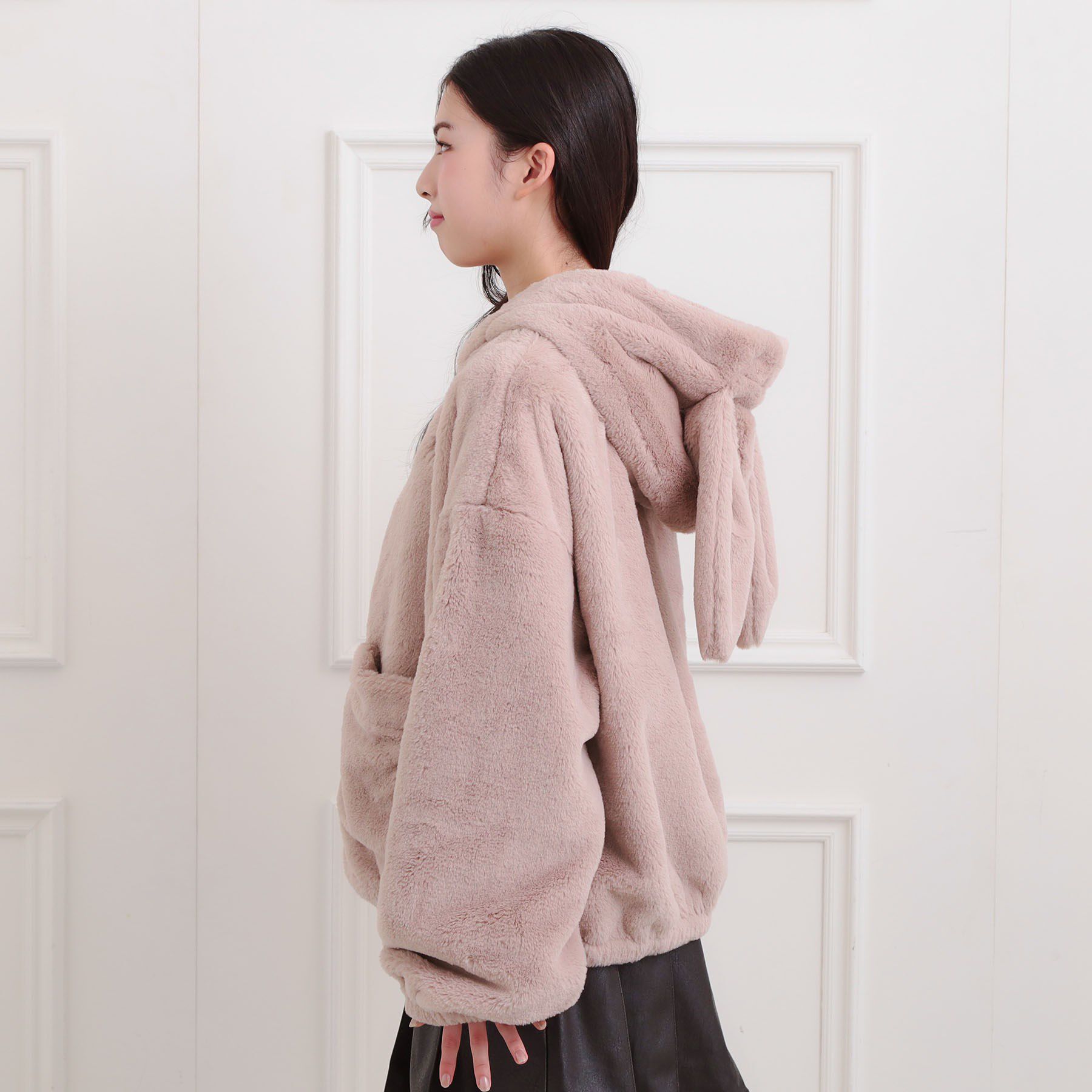 PINK-latte「耳付きフェイクファーブルゾン」|ブルゾン・スタジャン|