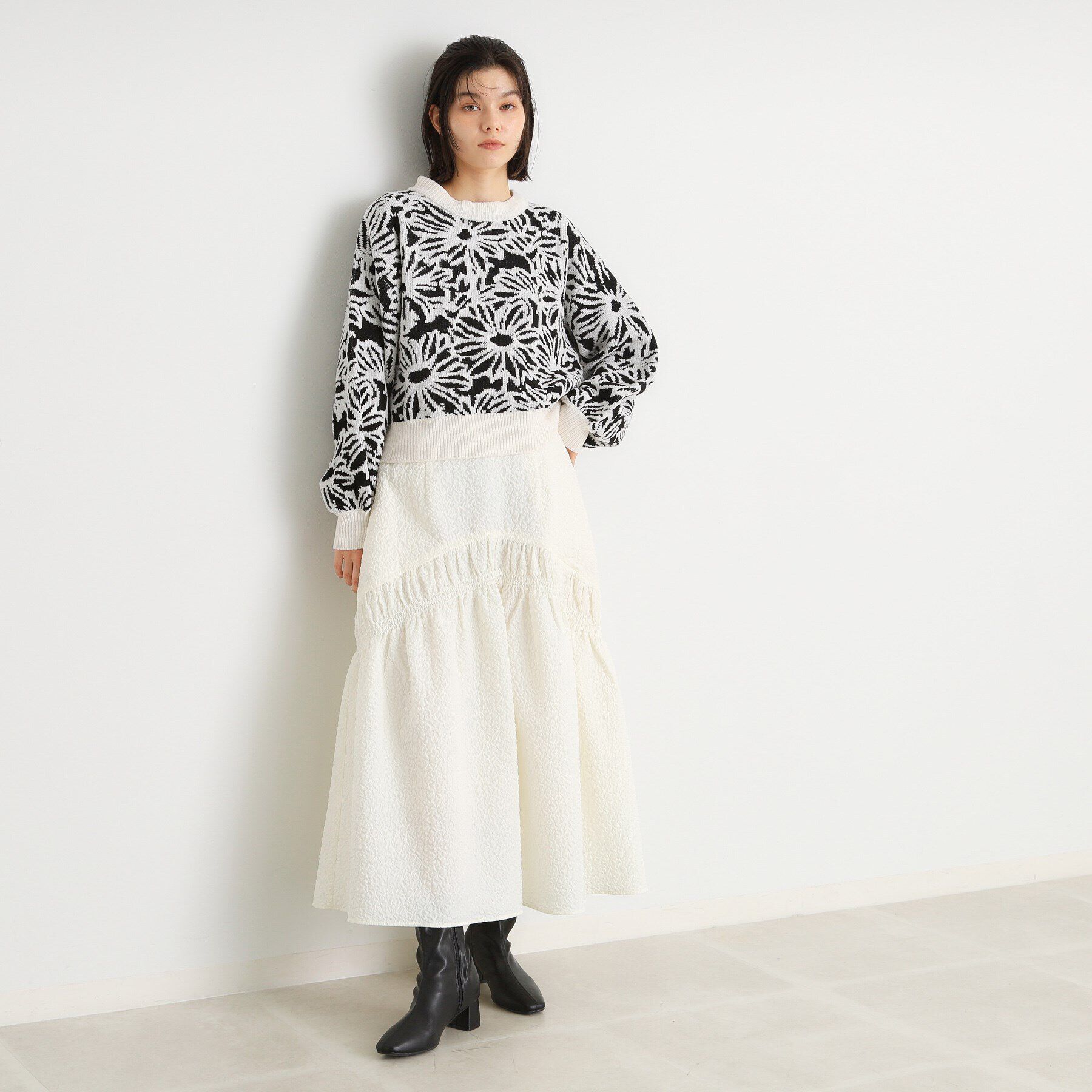 THE SHOP TK「花柄モールニットプルオーバー」|ニット・セーター|