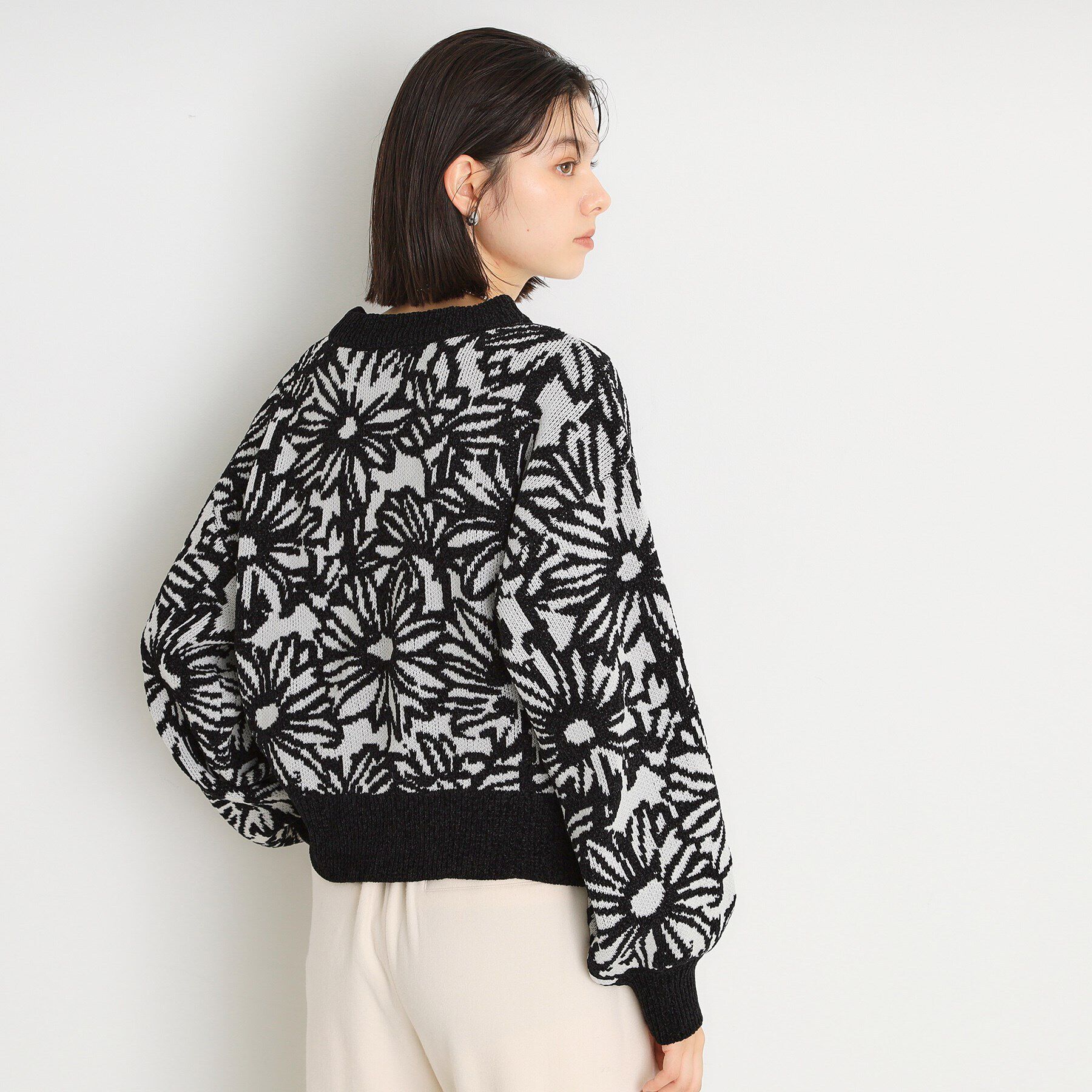 THE SHOP TK「花柄モールニットプルオーバー」|ニット・セーター|